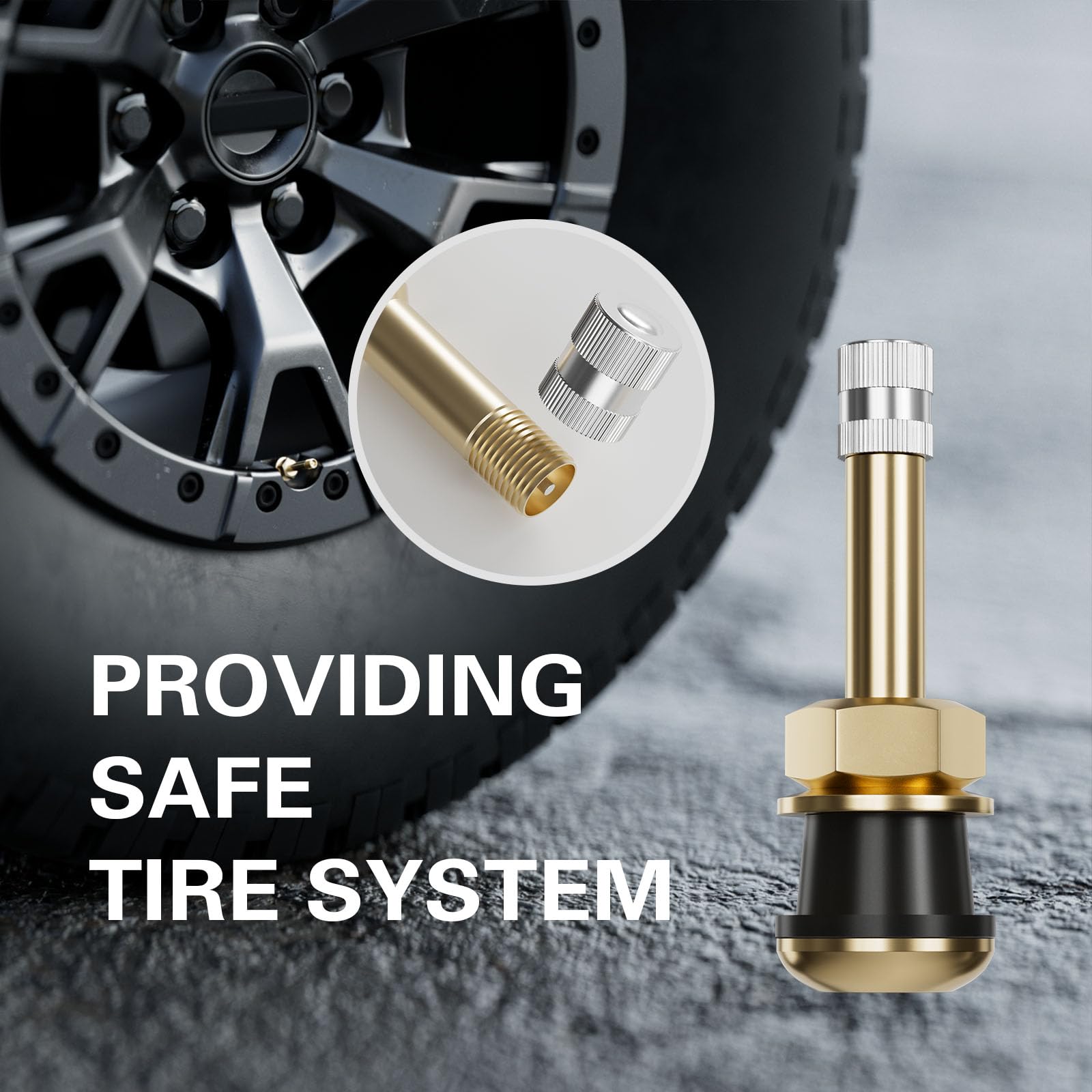 Ckauto Tr500 Tire Valve Stems, 2.01 Metal Valve Stems, Climp-In Brass Tire Valve Stem With Valve Stem Core For Rim F.625 '' (10