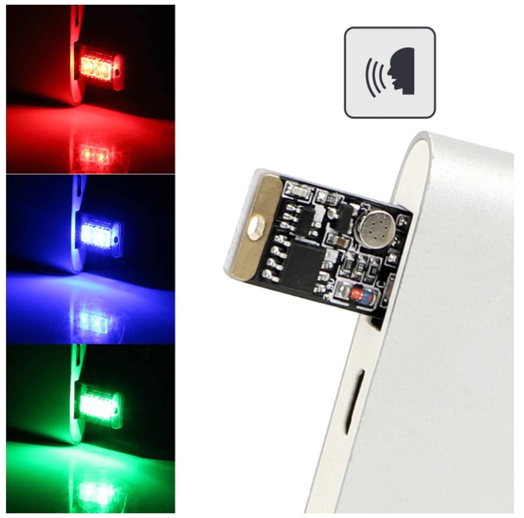 Icbeamer 1 Pc Voice Control + 1 Touch Color Changing Rgb Multi-Color Universal Usb Interface Plug-In Miniature Night Light Led F
