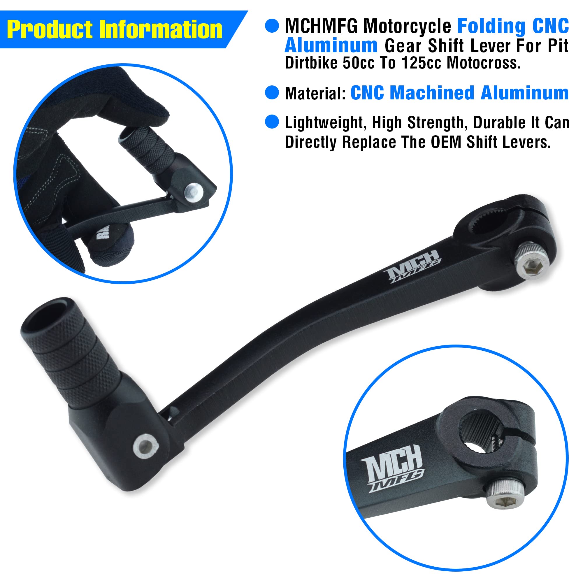 MCHMFG Folding Gear Shifter Shift Lever CNC Aluminum Gear Shifter Shift Lever for XR50 XR80 CRF50 CRF70 50cc-125cc Pit Dirt Bike