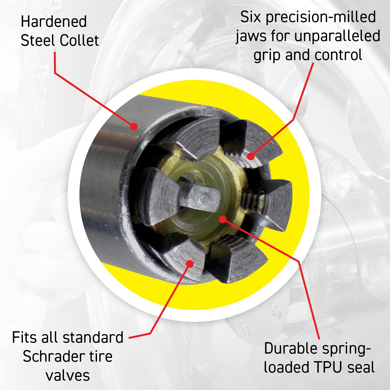 Locknflate® Locking Air Chuck - Six Steel Jaws Lock Onto Any Tire Valve - Won'T Leak Or Pop Off - Rated To 150 Psi - Open Flow