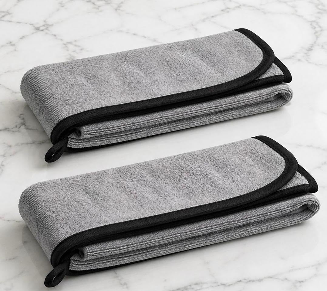 Cutting EDGE 500 GSM Car Microfiber Cloth, 75x35 cm, Dark Grey(Set of 2)