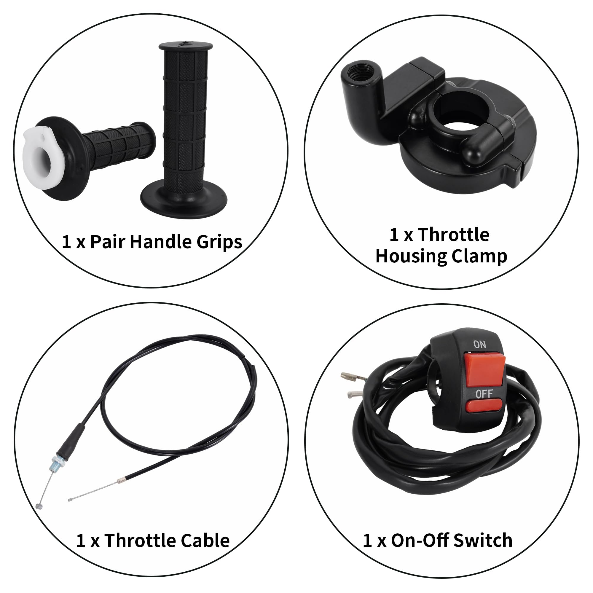 RUTU 7/8'' 22mm Twist Throttle Accelerator Handle Grips with 51 Inches Cable Throttle Clamp On Off Switch for 50cc 90cc 110cc 12