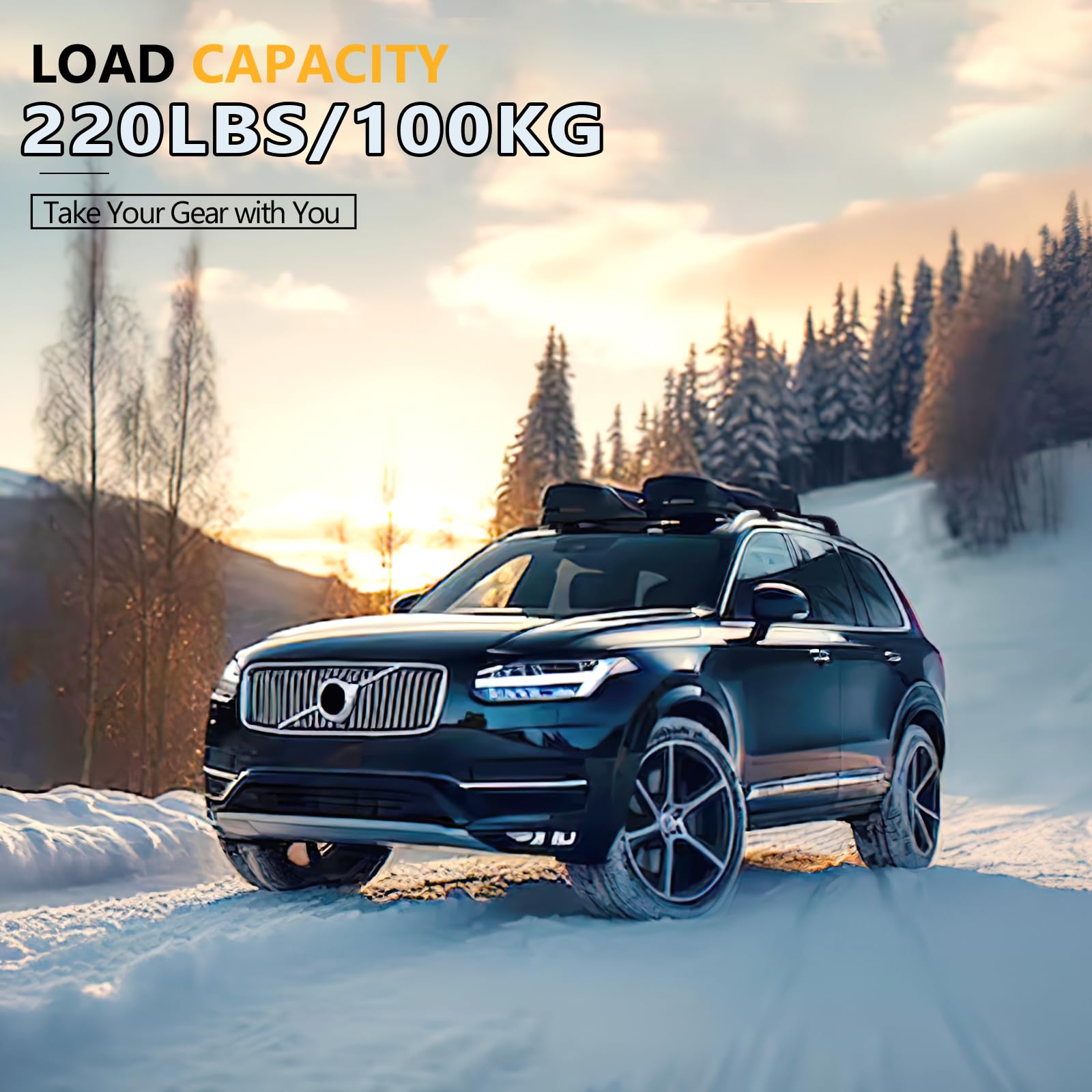 Tuyoung 220lbs Lockable Roof Rack Cross Bars Compatible with Volvo XC90 XC-90 2016-2025,Heavy Duty Aluminum Roof Rails Crossbars