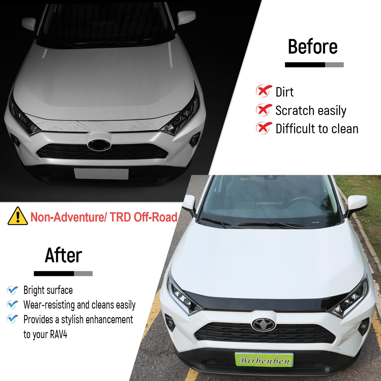 Birbenben Hood Protector Bug Deflector for Toyota RAV4 2019-2025, Black, Fits Hybrid SE/XSE/XLE/Limited Models