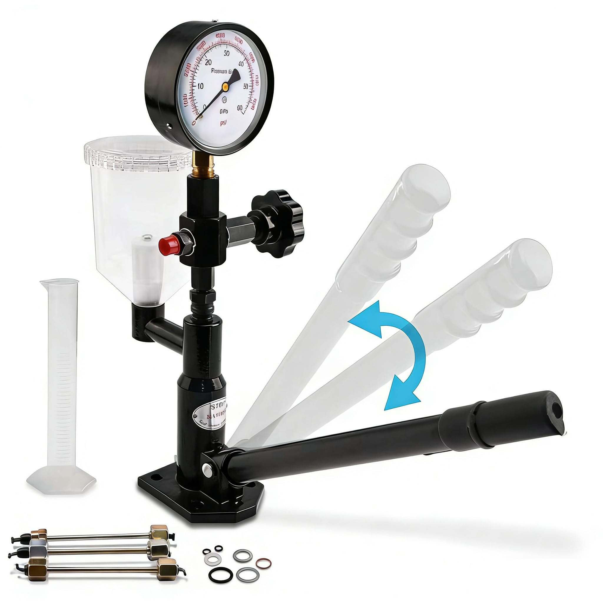 Diesel Fuel Injector Tester New 600Bar 8000PSI Diesel Injector Nozzle Tester Kit with Dual Scale Gauge to Adjust Injector Nozzle