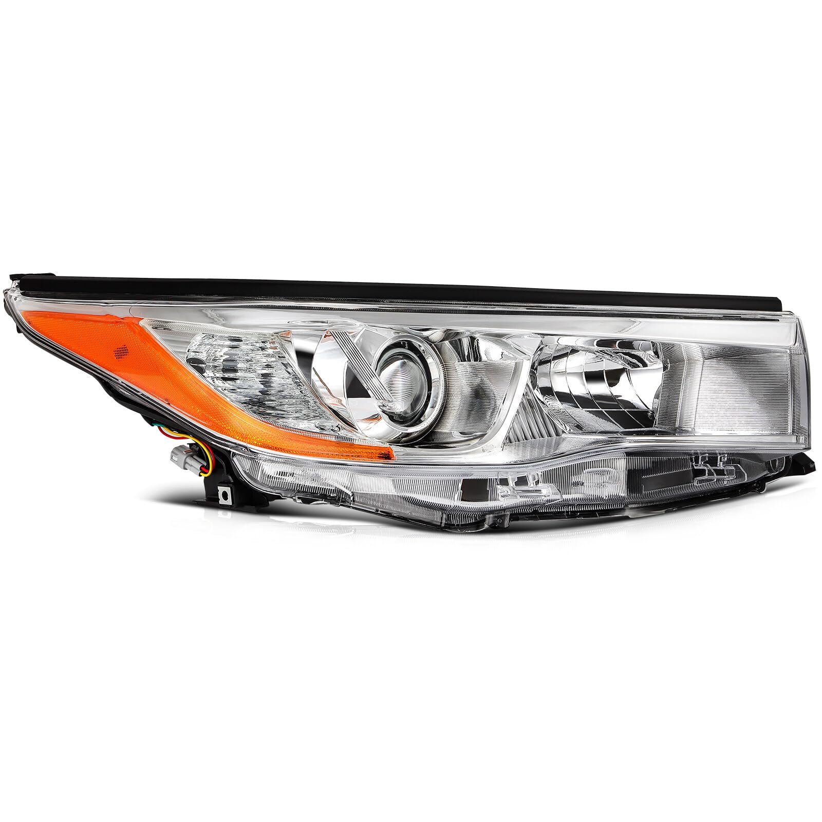 SCITOO Headlight Assembly Fit 2015-2017 for Toyota Highlander Chrome Housing Amber Reflector Right Side Headlight 81170-0E180