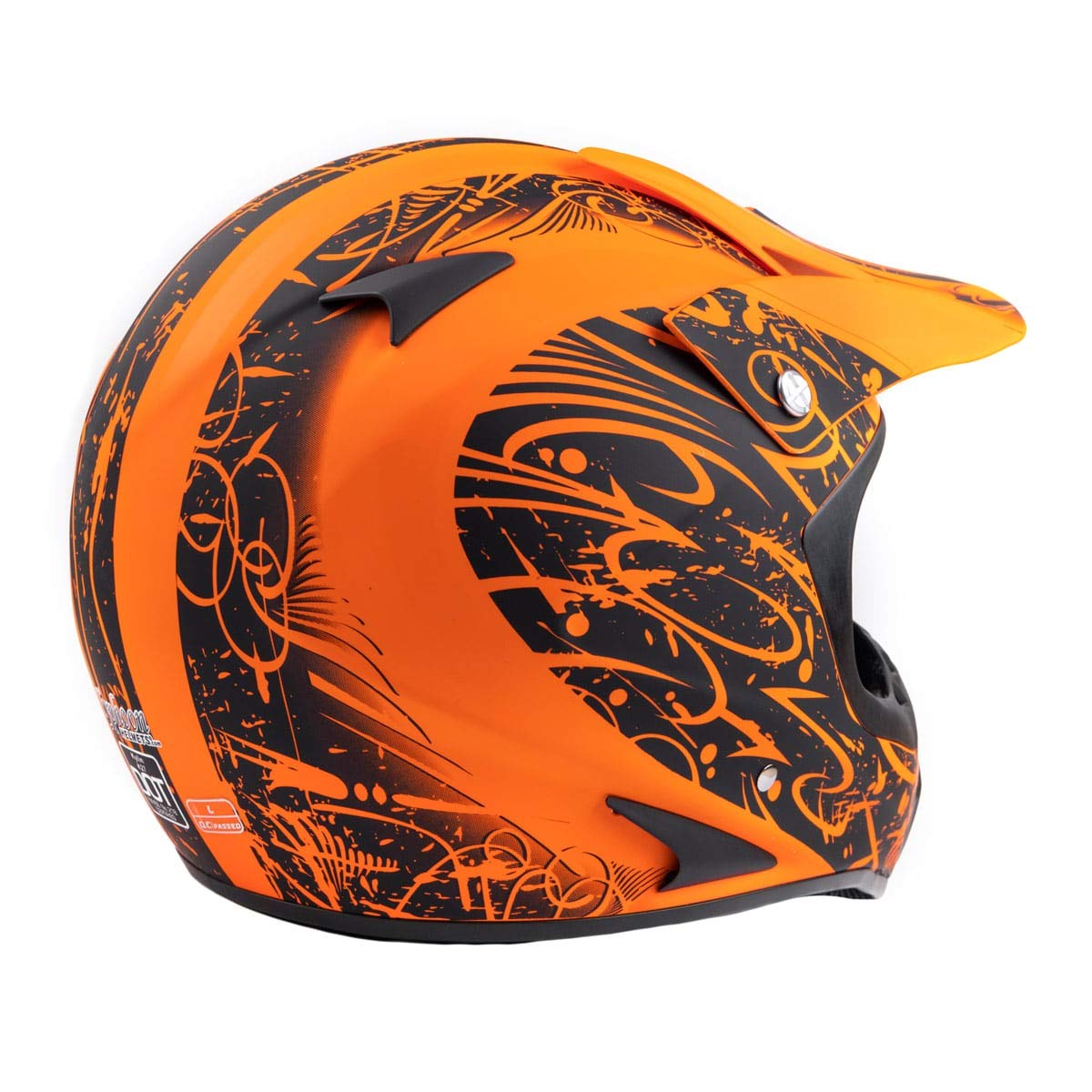 Typhoon Adult Atv Mx Helmet Goggles Gloves Gear Combo Matte Orange W/ Orange ( Medium )