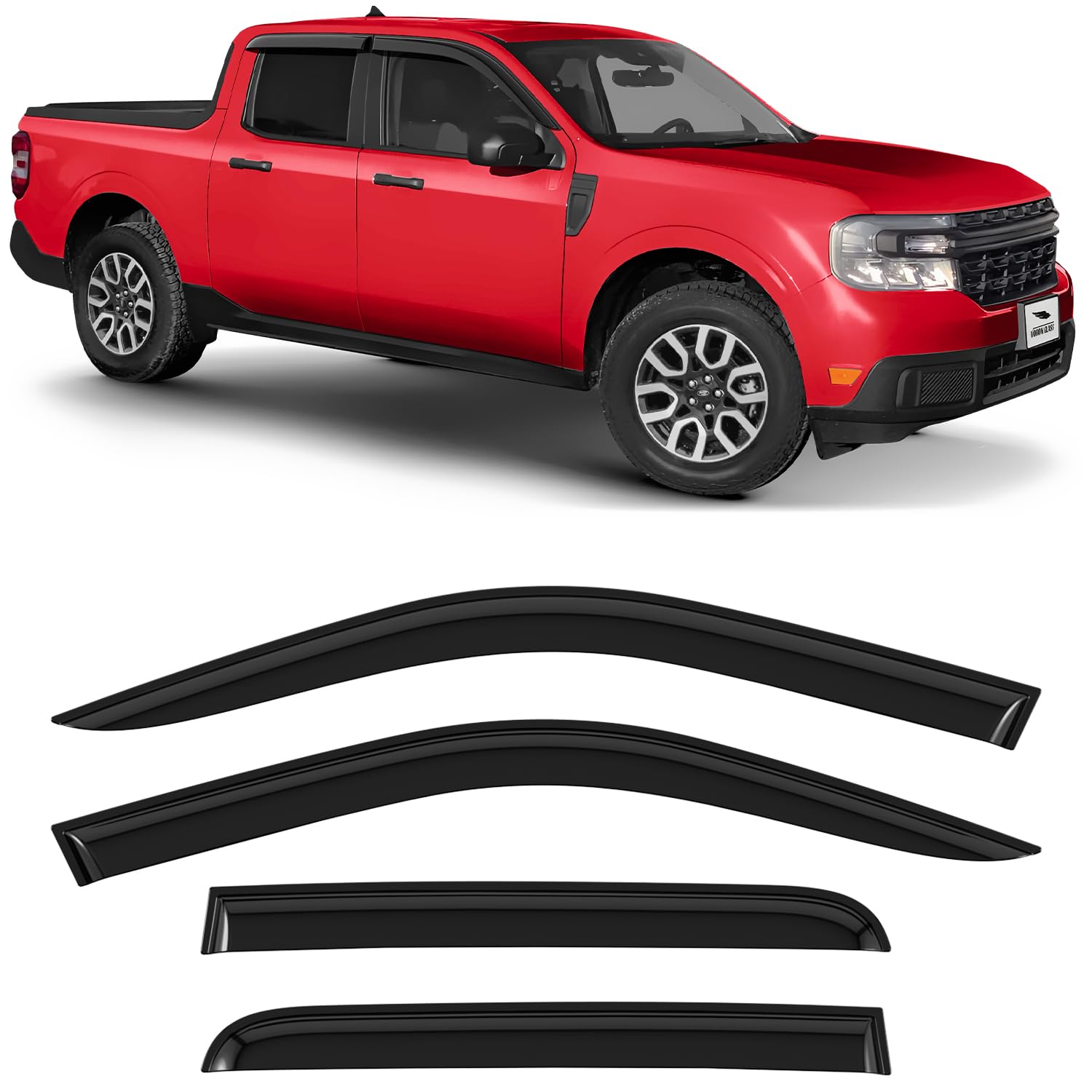 Voron Glass Tape-On Extra Durable Rain Guards For Ford Maverick 2022-2025, Window Deflectors, Vent Window Visors, 4 Pieces - 100