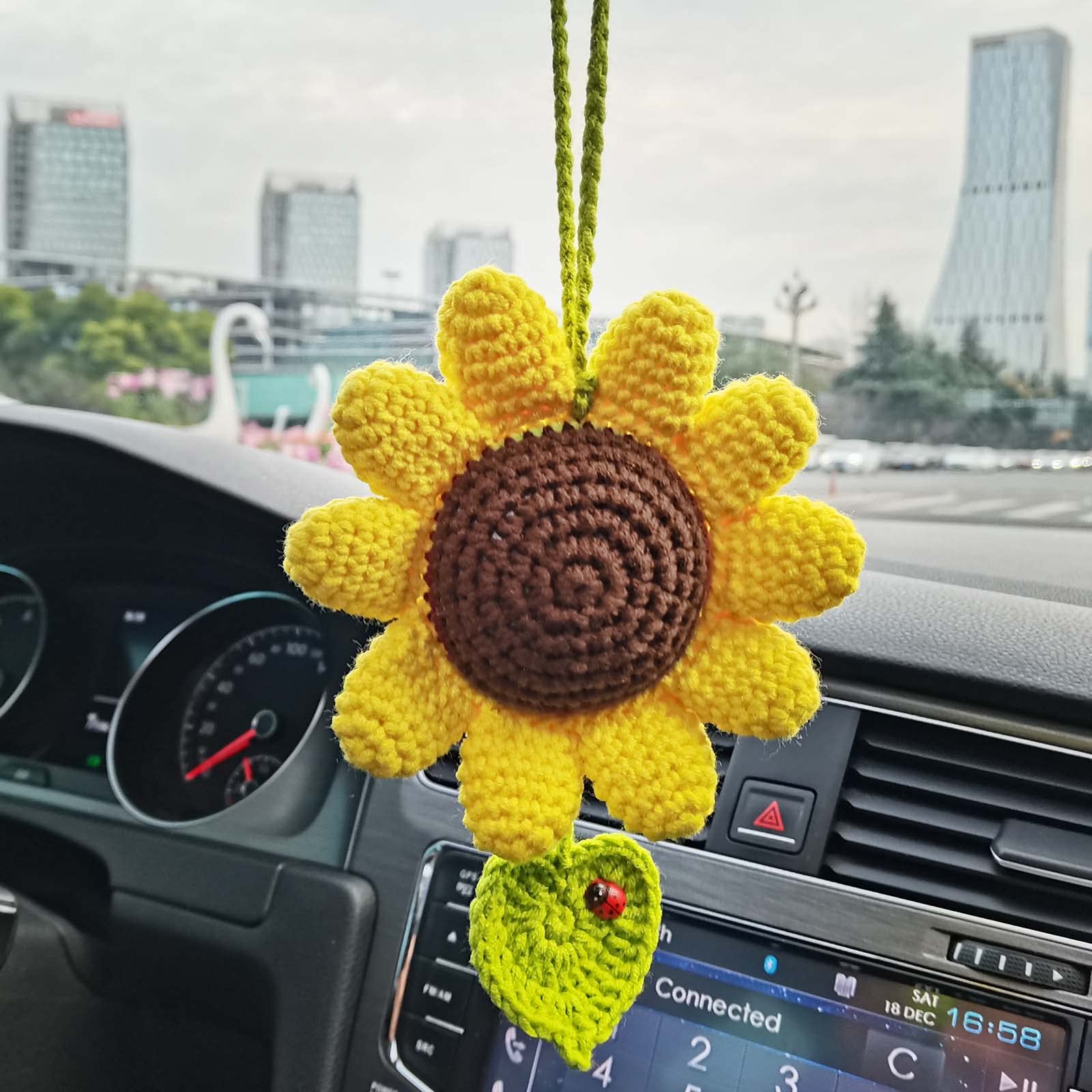 Valentines Day Sunflowers Gifts For Her. Sunflower Car Rear View Mirror Hanging Accessories Decor, Car Interior Cute Accessories