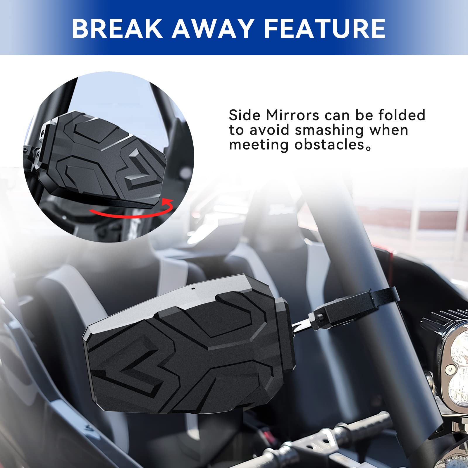 UTV Side Mirrors with 1.65'' -2'' Roll Bar, TXZSXS RZR Side Mirrors Compatible with Polaris RZR, Can Am Maverick X3, Kawasaki Te