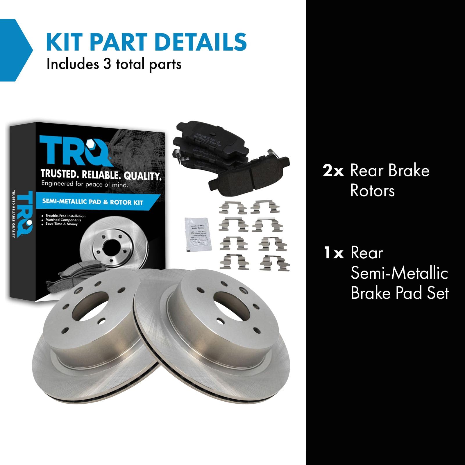 Trq Rear Brake Pad & Rotor Kit Brake Pads Brake Rotor Semi-Metallic Compatible With 2003-2005 Infiniti G35 Nissan 350Z 2011-2023