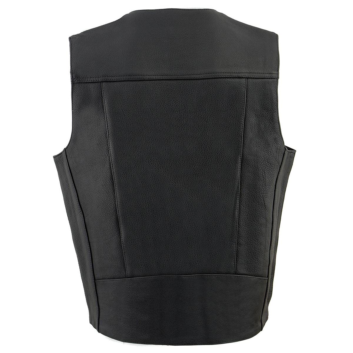 Milwaukee Leather Ml1368 Men'S Black Naked Leather V-Neck Motorcycle Rider Vest W/Buffalo Nickel Snaps Closure - 60