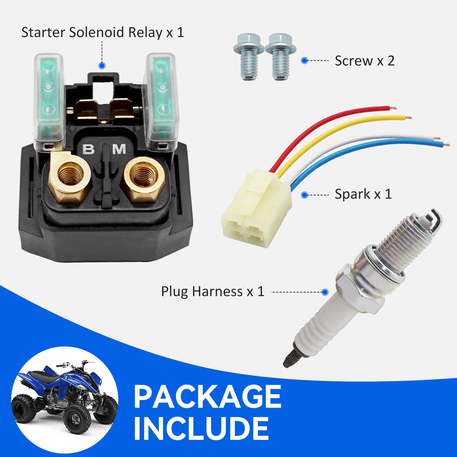 M Mati Starter Solenoid Relay & Plug & Spark For Yamaha Grizzly 350 400 450 660 Big Bear 250 400 Raptor 350 660 Wolverine 350 40
