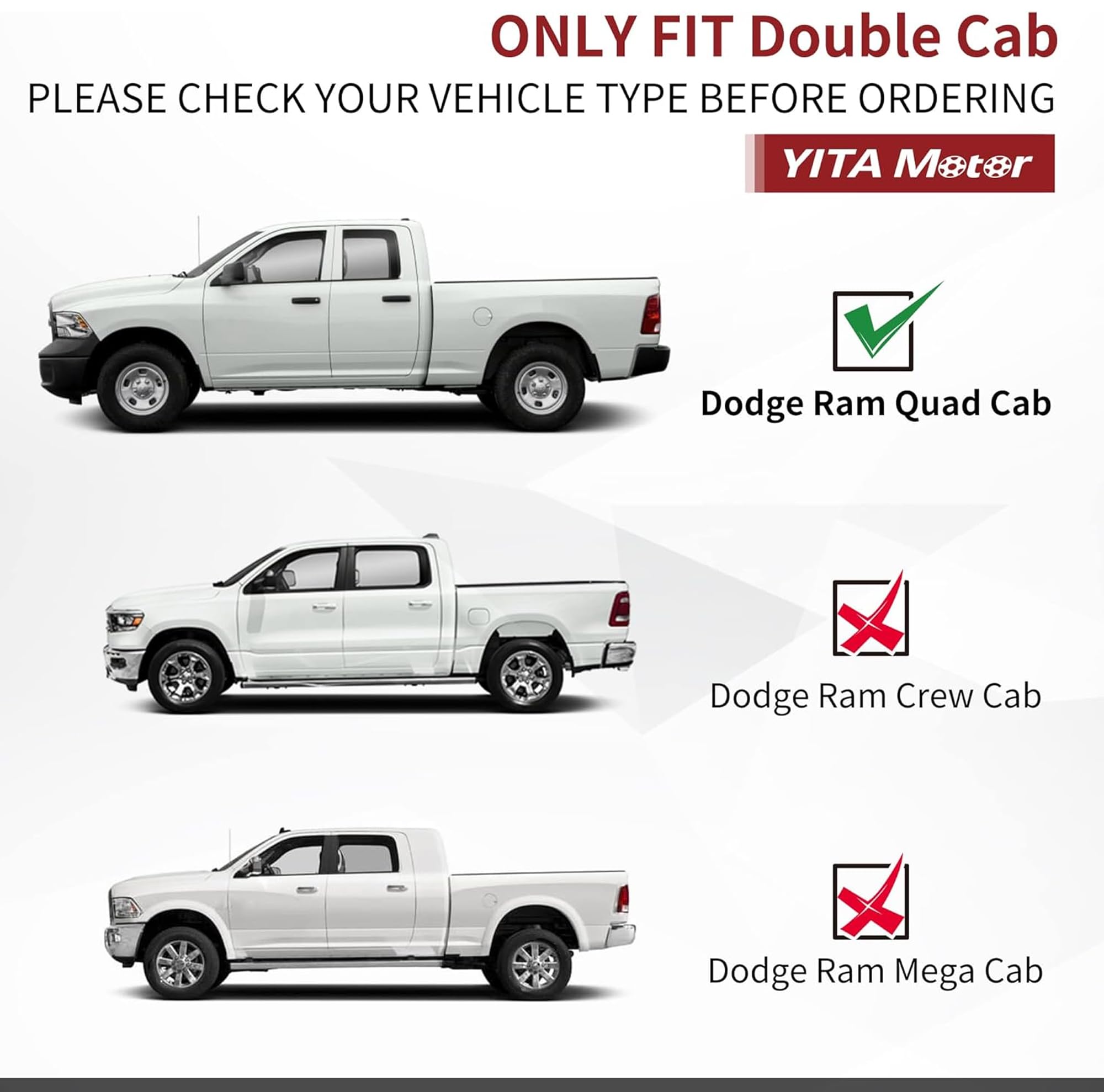 Yitamotor 6 Inches Running Boards Compatible With 2009-2018 Dodge Ram 1500, 2019-2024 Ram 1500 Classic Quad Cab, Side Step Nerf