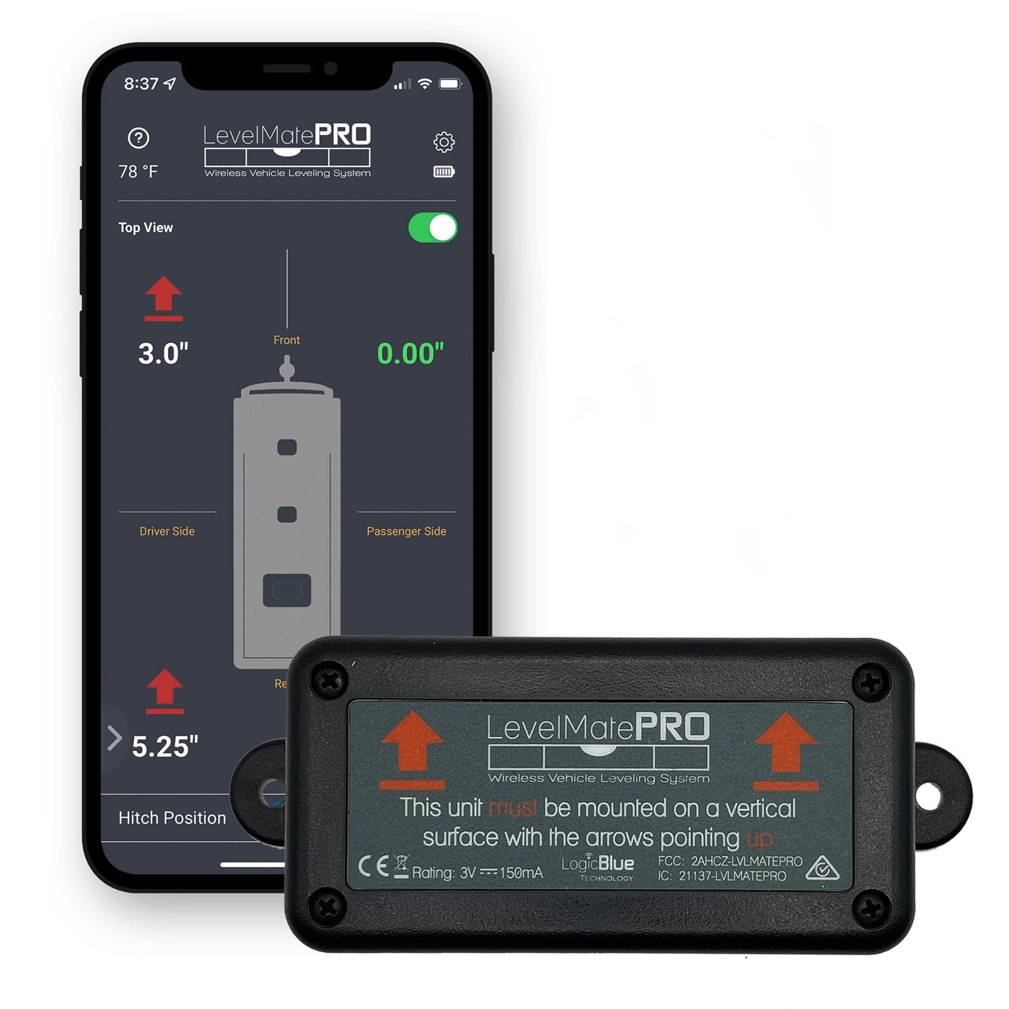 Logicblue Technology Levelmatepro Wireless Rv Leveling System, Bluetooth Leveler For Campers, Must-Have Accessory For Travel Trailers, Effortless Setup For Phones With App