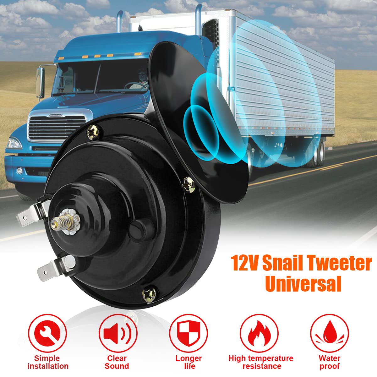 Blau Grun 2Pcs 300Db Super Loud Train Horns, 12V Waterproof Air Horns Replacement Kit, Car Air Electric Snail Double Horn, Autom