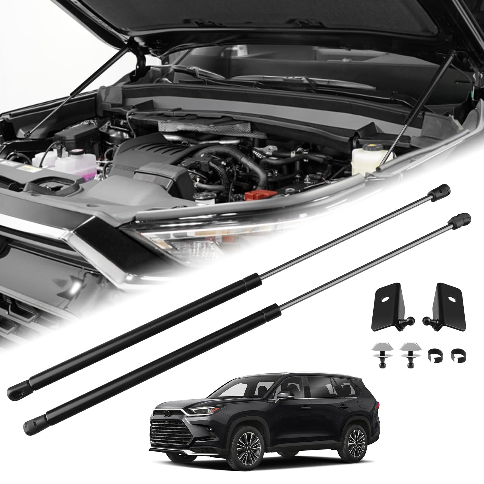 TECHPICCO Hood Struts for Grand Highlander 2024 2025, Hood Lift Support No Drill Front Gas Springs Shocks | Compatible with Toyo