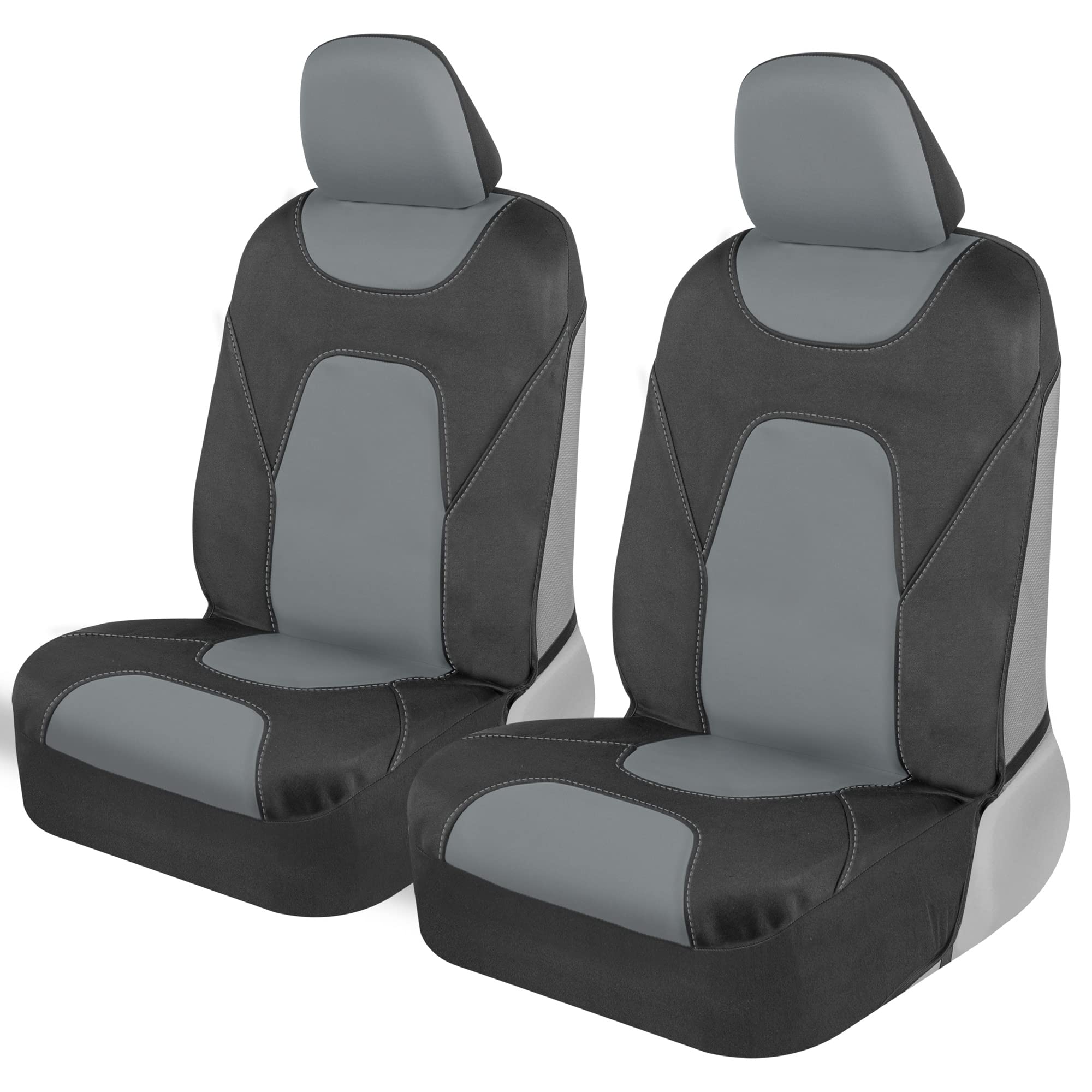 Motor Trend Aquashield Car Seat Covers For Front Seats, Gray - Two-Tone Waterproof Seat Covers For Cars, Neoprene Front Seat Cov