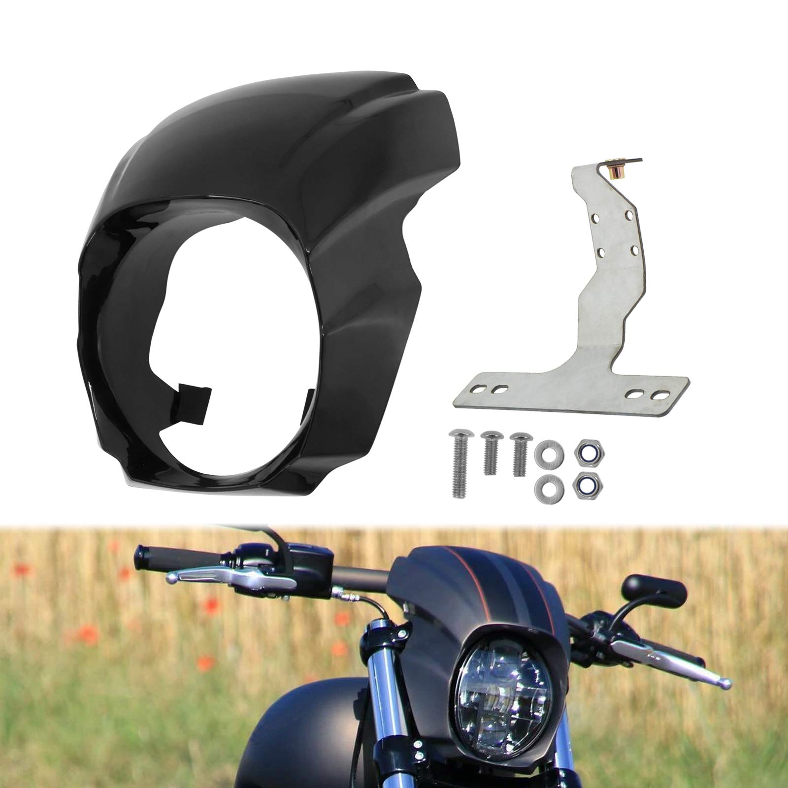 Hdbubalus Headlight Fairing Cover Fit For Harley Softail Breakout 2018-Later Gloss Black