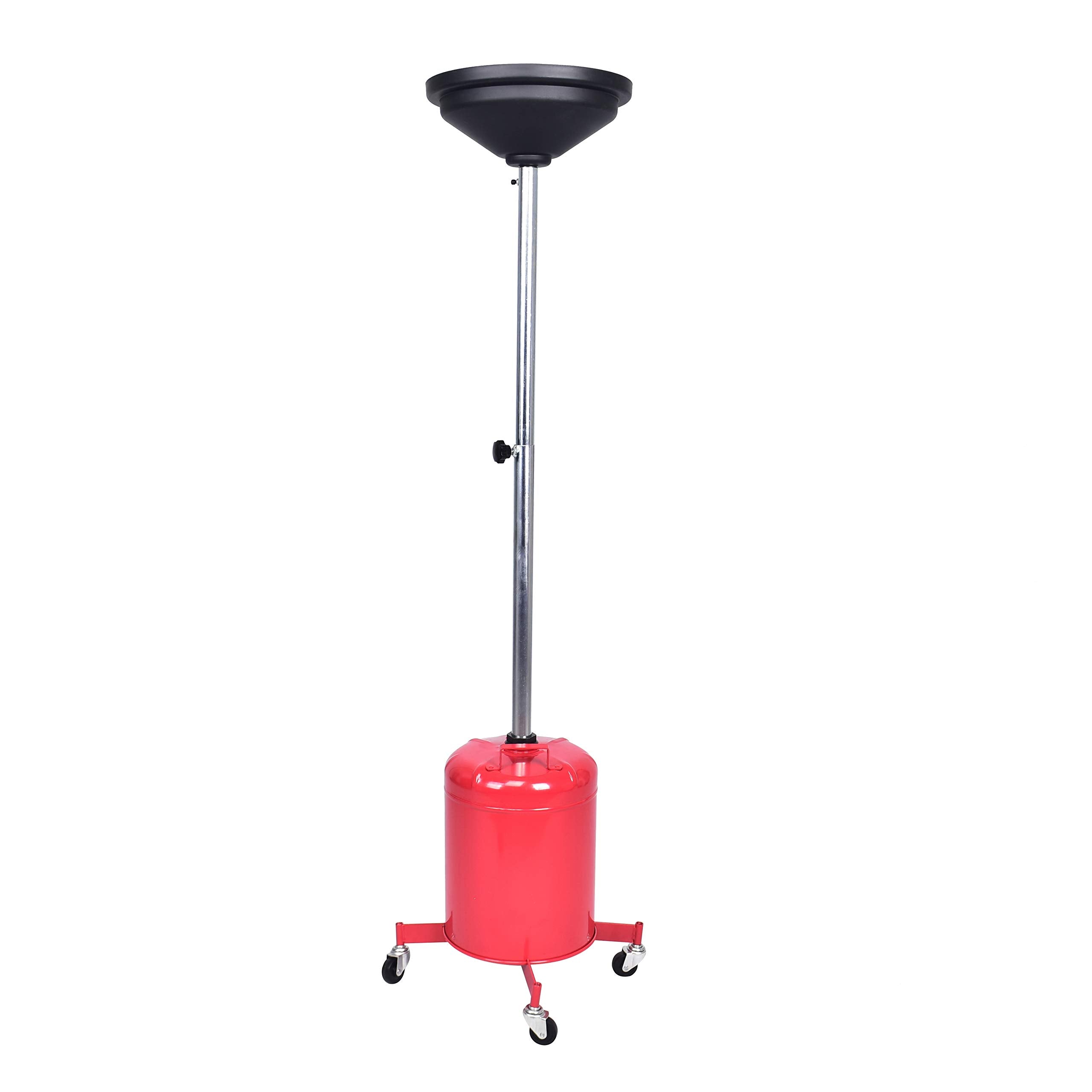 Aain 5 Gallon Oil Drian Portable Steel Oil Drain, Waste Oil Drain with Wheel, Adjustable Height, Red (AODT-5)
