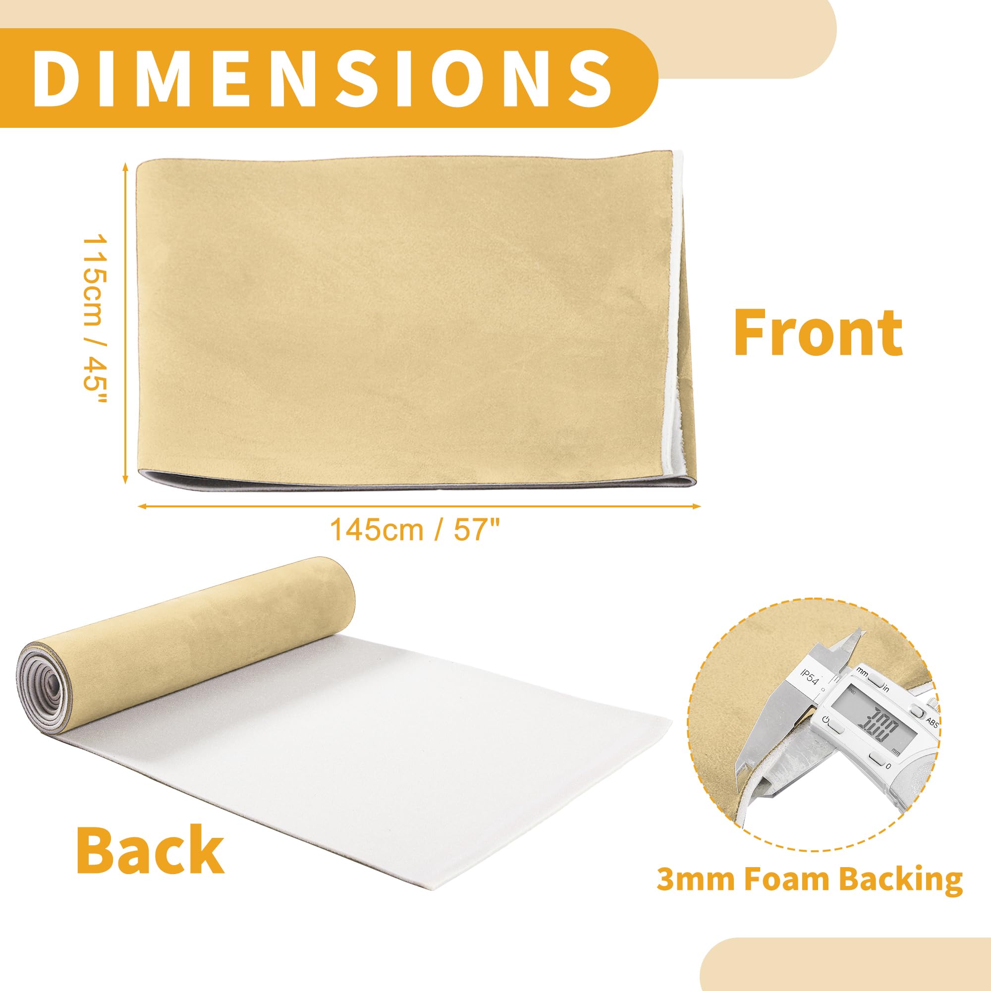 Partuto 150G Headliner Fabric for Car Truck RV SUV Boat Automotive Interior Trim DIY Roof Repair Replacement Suede Fabric Beige
