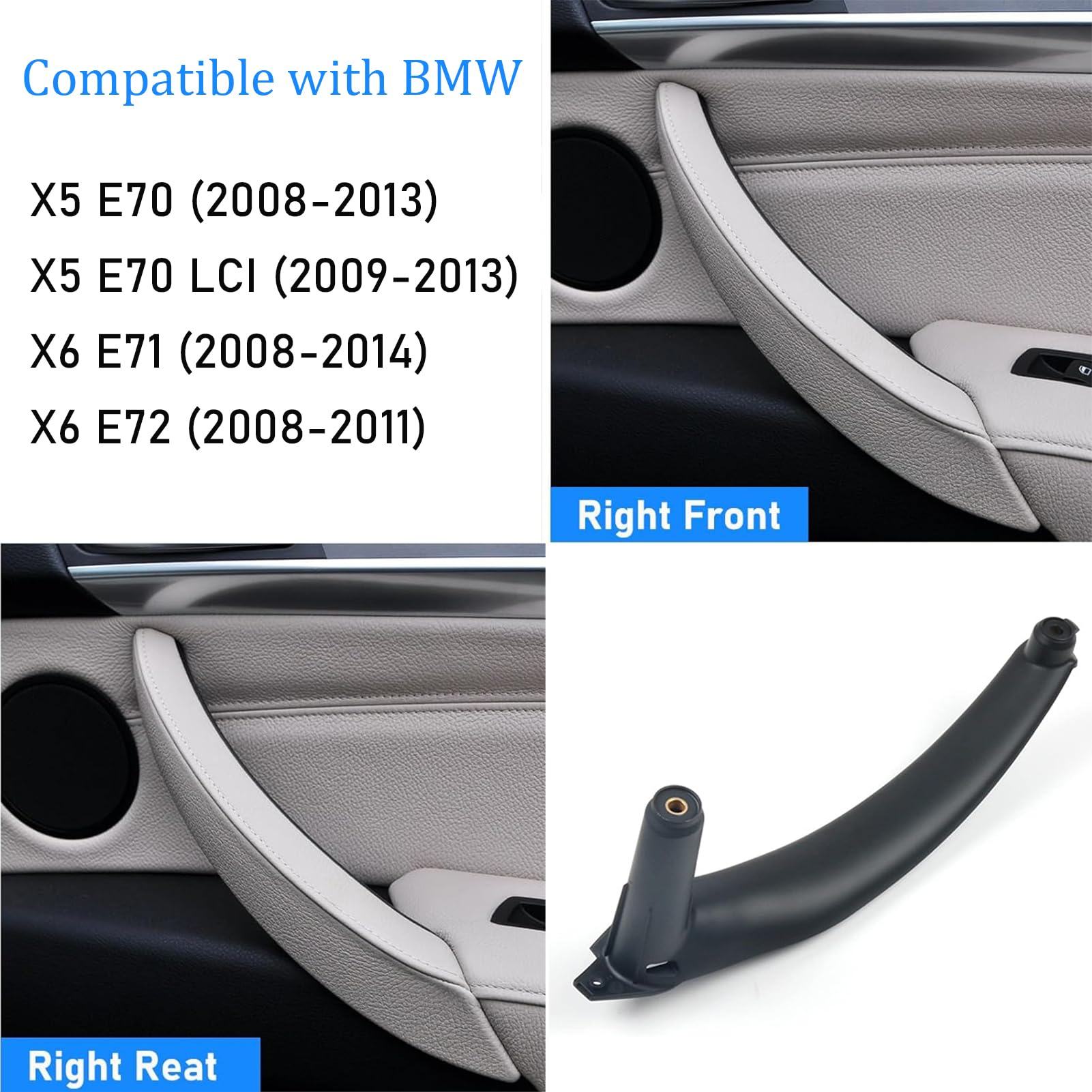Jaronx For Bmw X5 X6 Door Pull Handle, Inner Door Trim Grab Cover Passenger Side Right Front/Right Rear Door Armrest Bracket (Fi