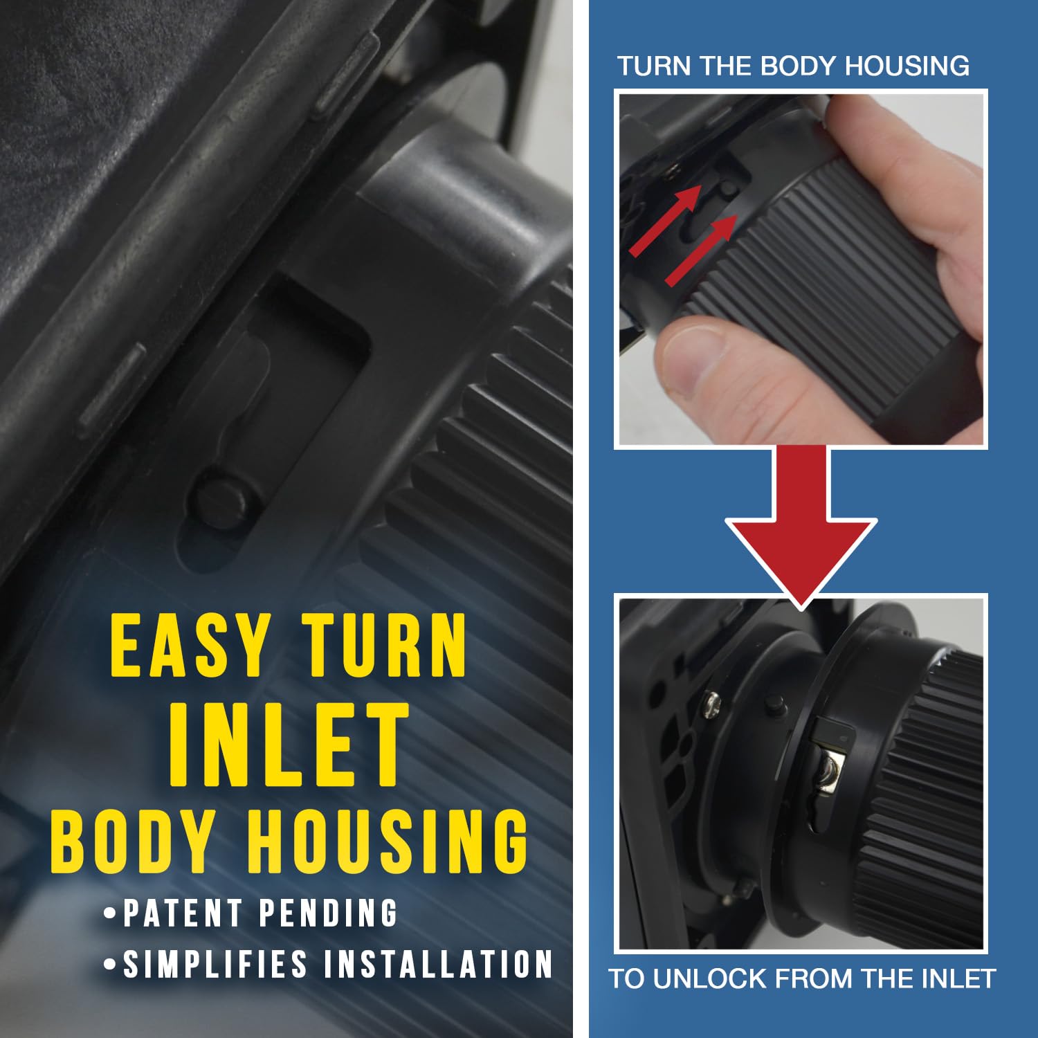 Conntek 30 Amp 125 Volt RV Marine Power Inlet - Black, Model 803EZ-A-SQBK