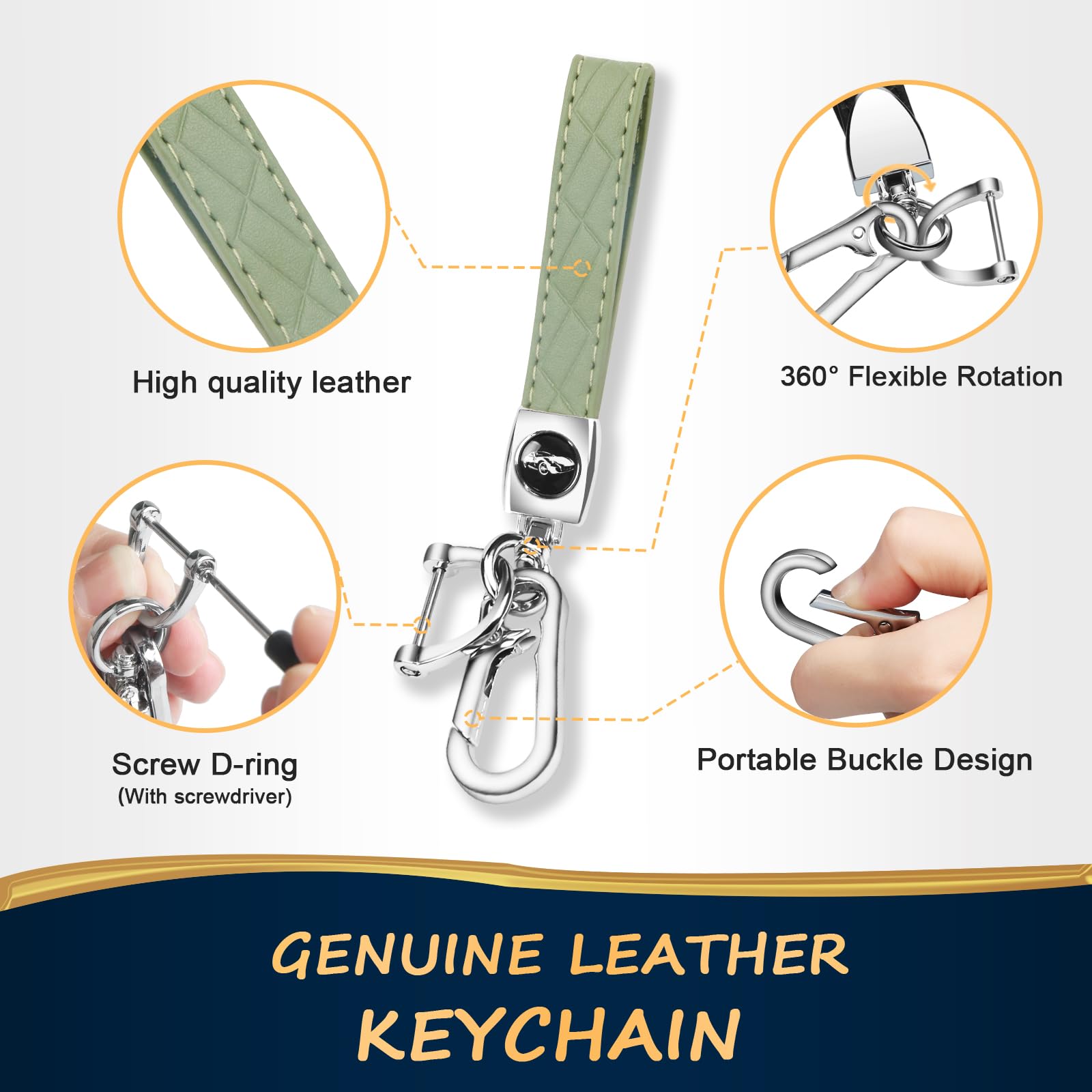 QBUC Key Fob Cover for Chevy, 5-Button Soft TPU Case, Gold/Green Trim, Compatible with 2016-2025 Equinox, Malibu, Camaro, Blazer