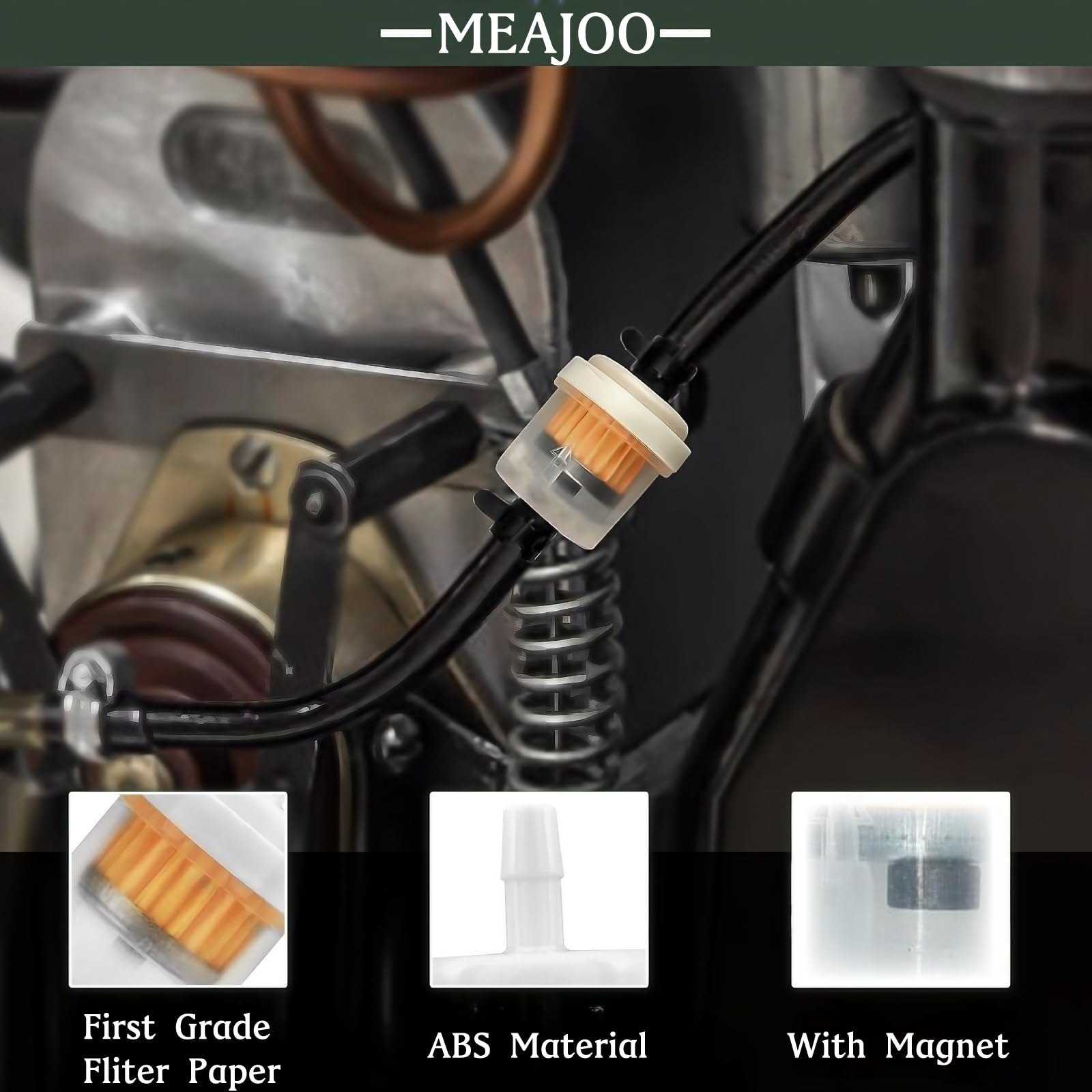 MEAJOO 10PCS 3/16 5mm-6mm Gas Inline Fuel Filter, with magnet, Fit for ATV Scooter Moped Go Kart Dirt Bikes Snowblower Motorcy