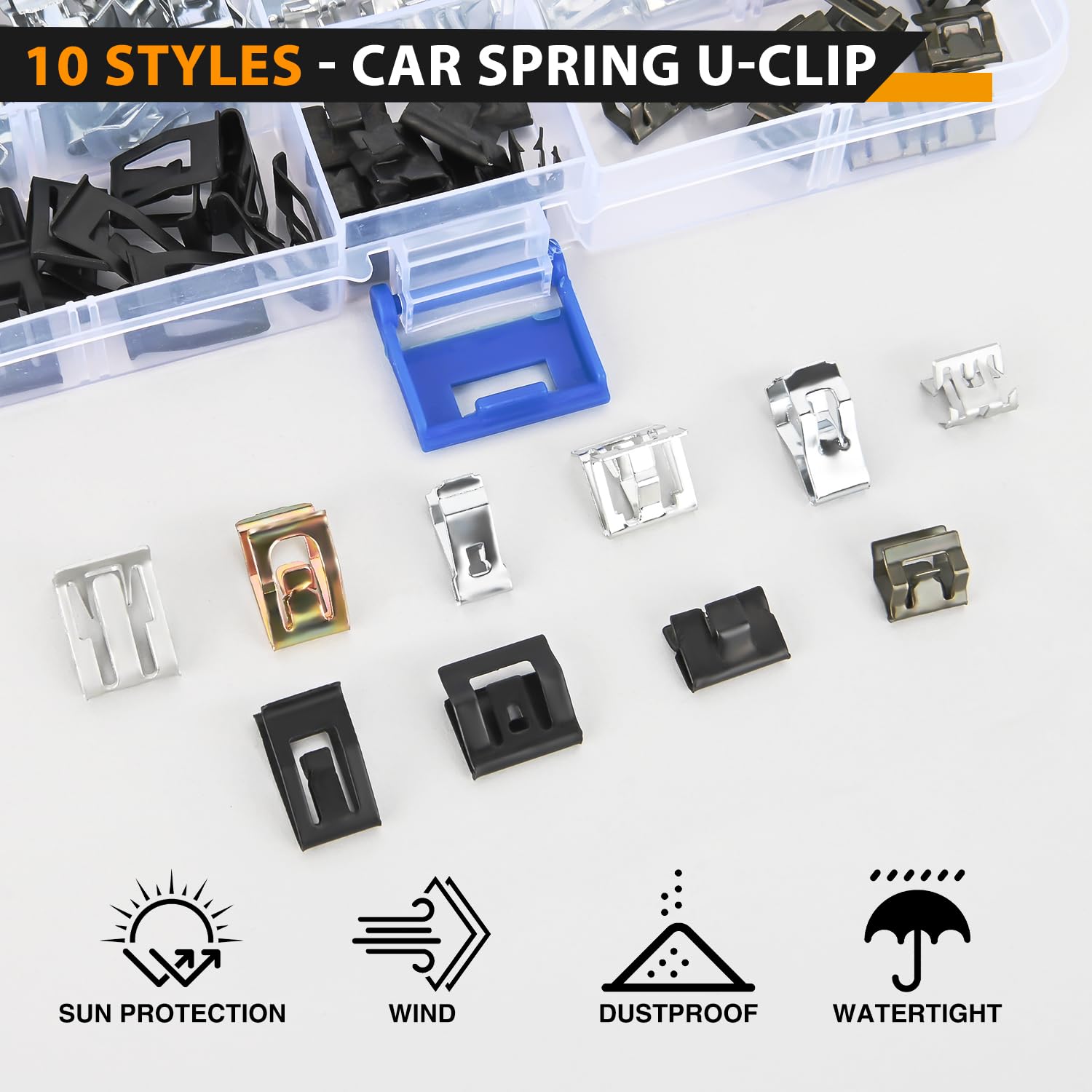 GOOACC Metal Trim Clips, 100Pcs Spring Moulding Fasteners, Compatible with VW Audi GTI, Jetta, Passat, Model GRC-354