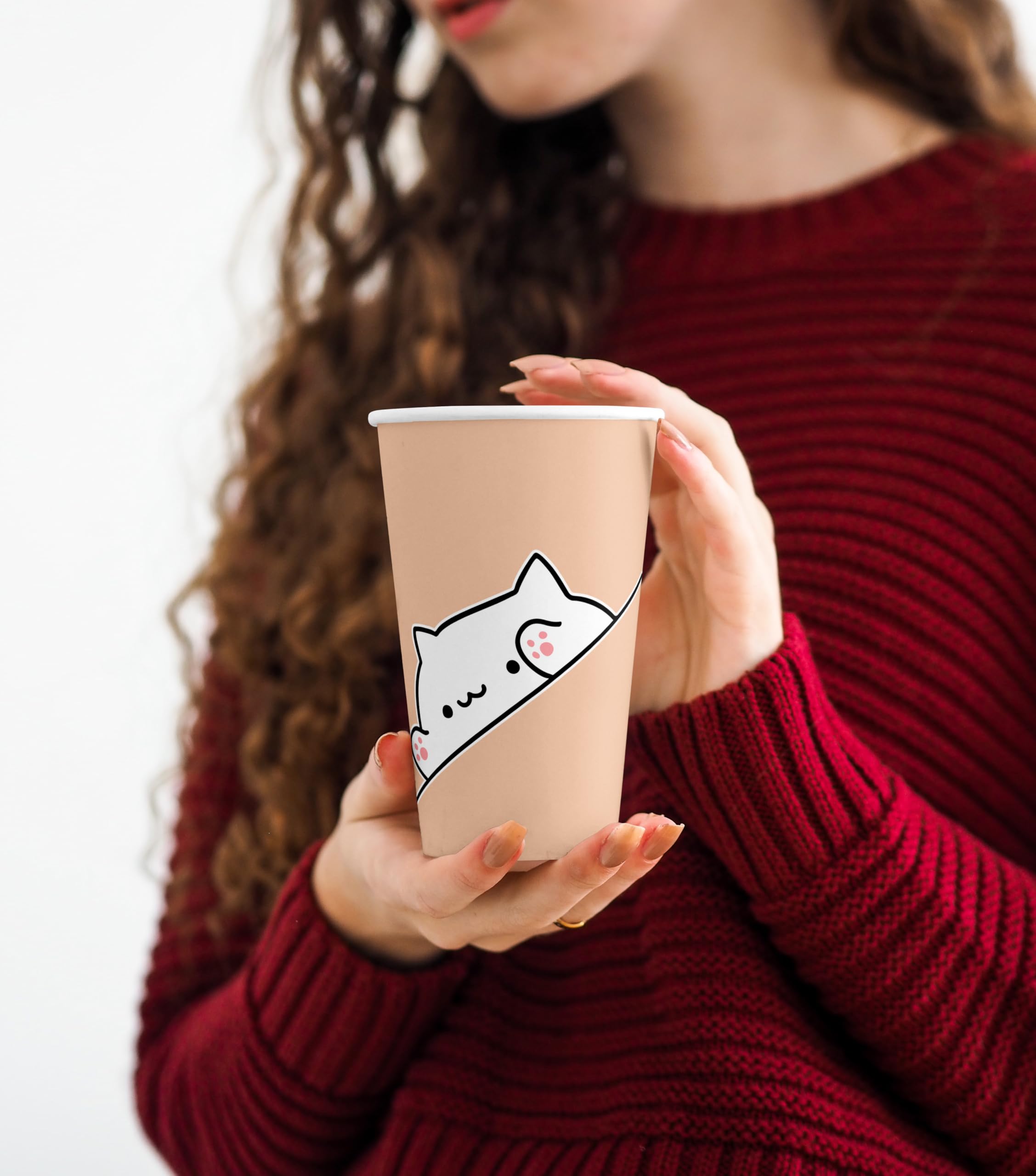 eDesign Bongo Cat Sticker Decal - 5" Vinyl Bumper Sticker in White, Model CYN-RDFNY-STICKERS-2475