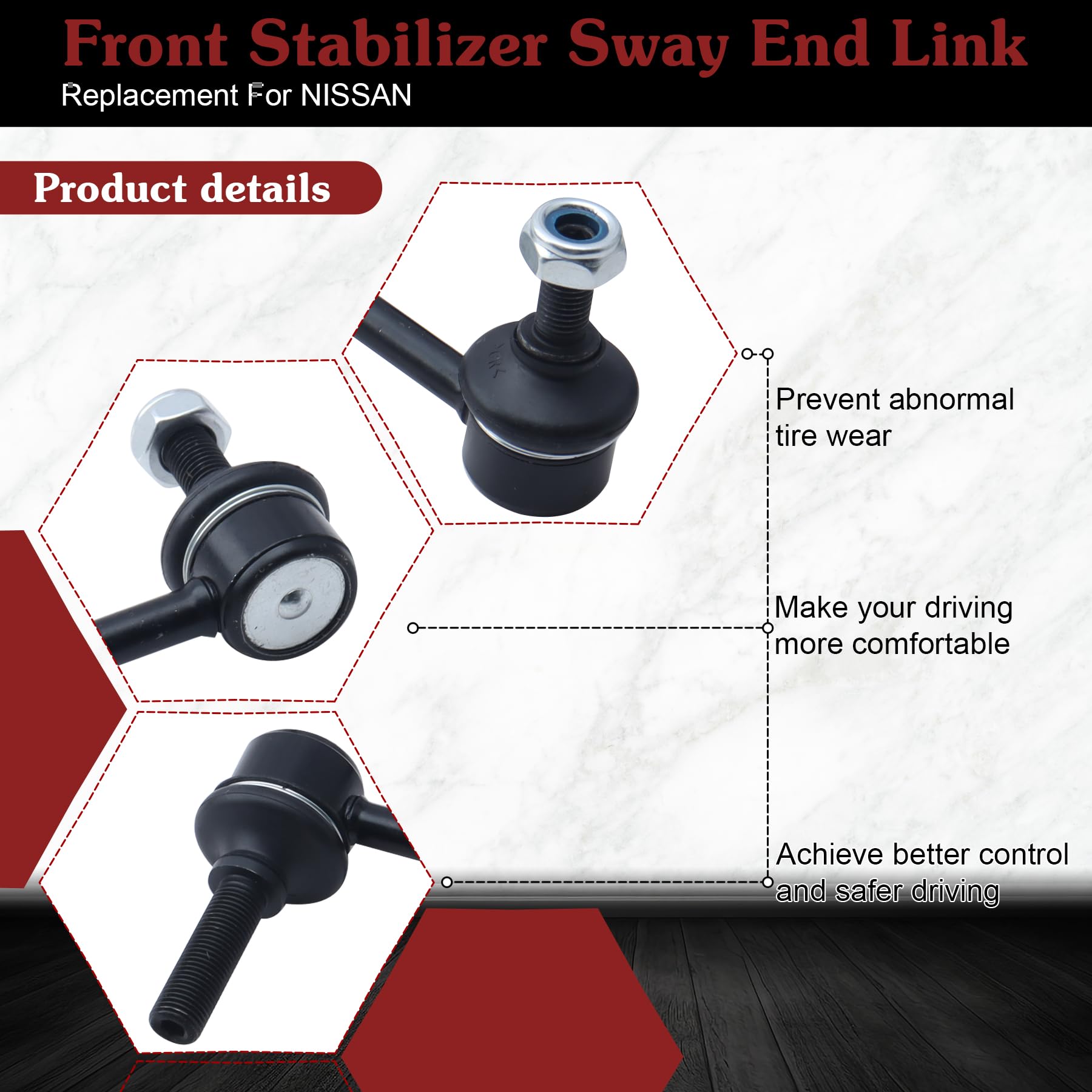 Stiueoav K80255 Sway Bar Link - Front Stabilizer End Link Compatible With 2003-2007 Murano?2004-2009 Quest