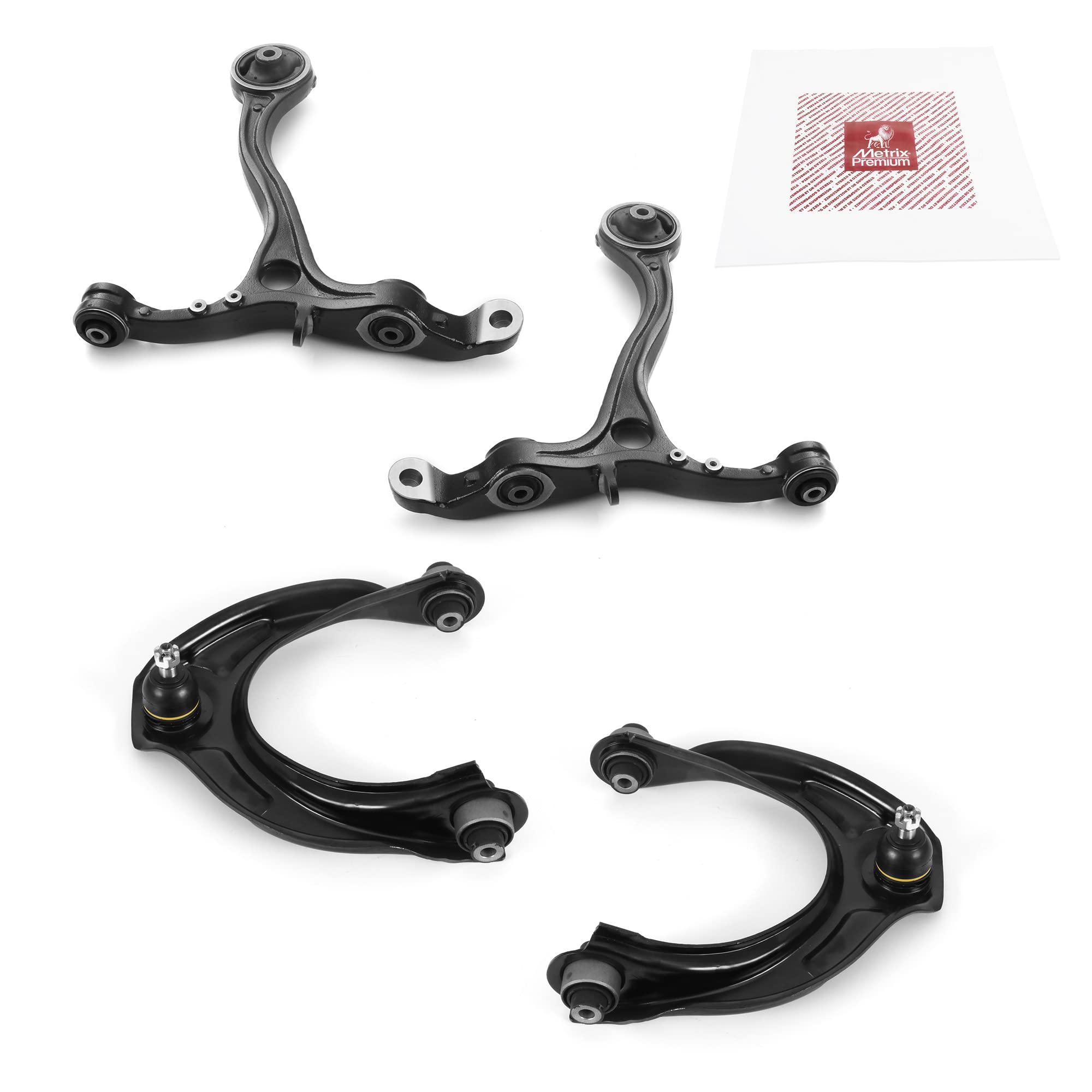 Metrix Premium Chassis Parts - 4 Pc Front Lower & Front Upper Control Arm Kit Fits 2009-2014 Acura Tsx, 2008-2012 Honda Accord,