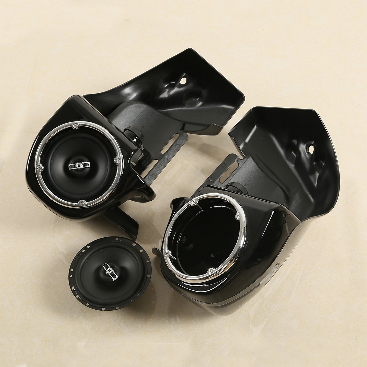 XFMT Lower Vented Leg Fairing with 6.5" Speakers for Harley Touring 1983-2013, ABS Plastic, Black Speaker Pods