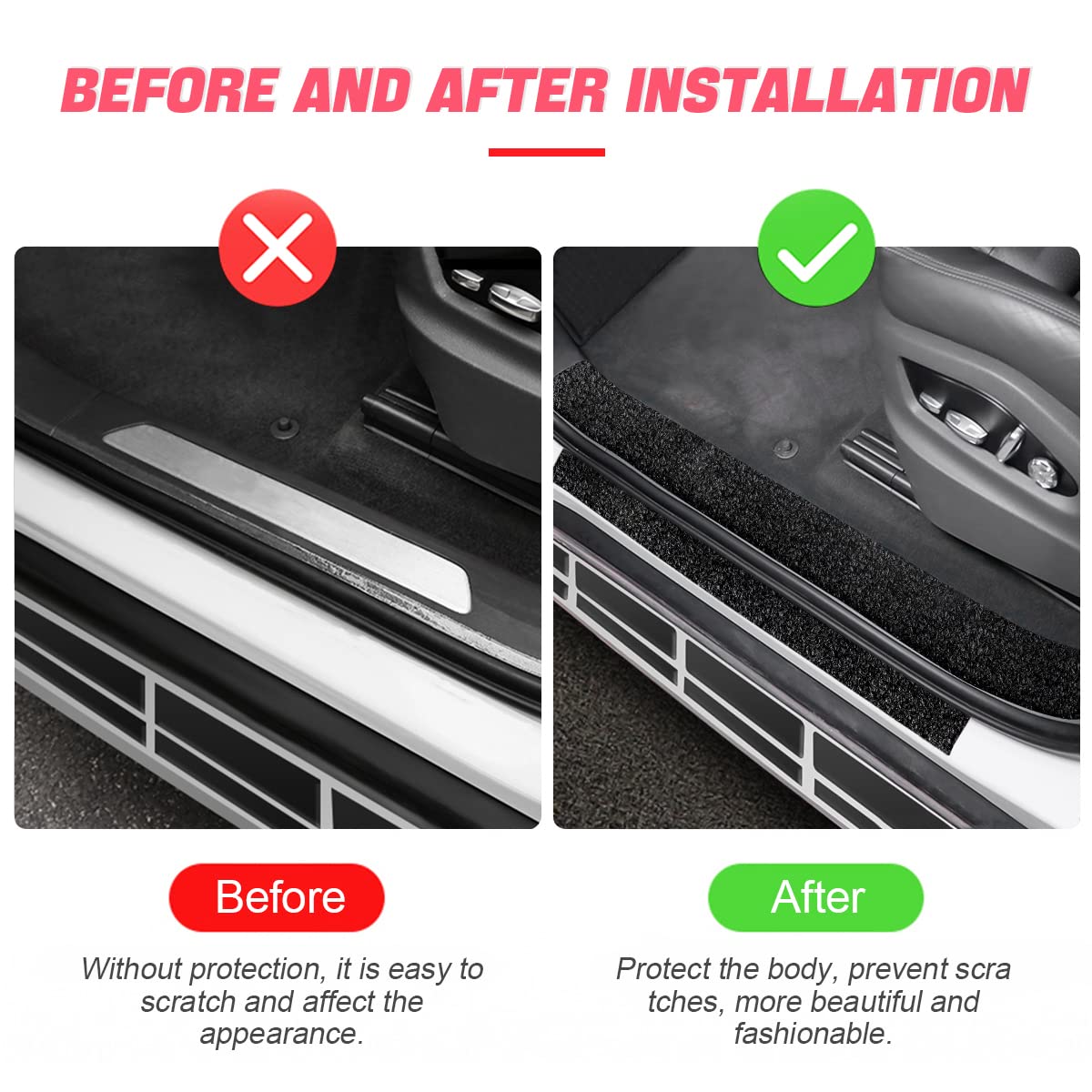 Anti Slip Car Door Entry Guard, Diy Adhesive Door Sill Protector, Nano Tape Films Peva Cover, Rear Trunk Edge Guard Protection,
