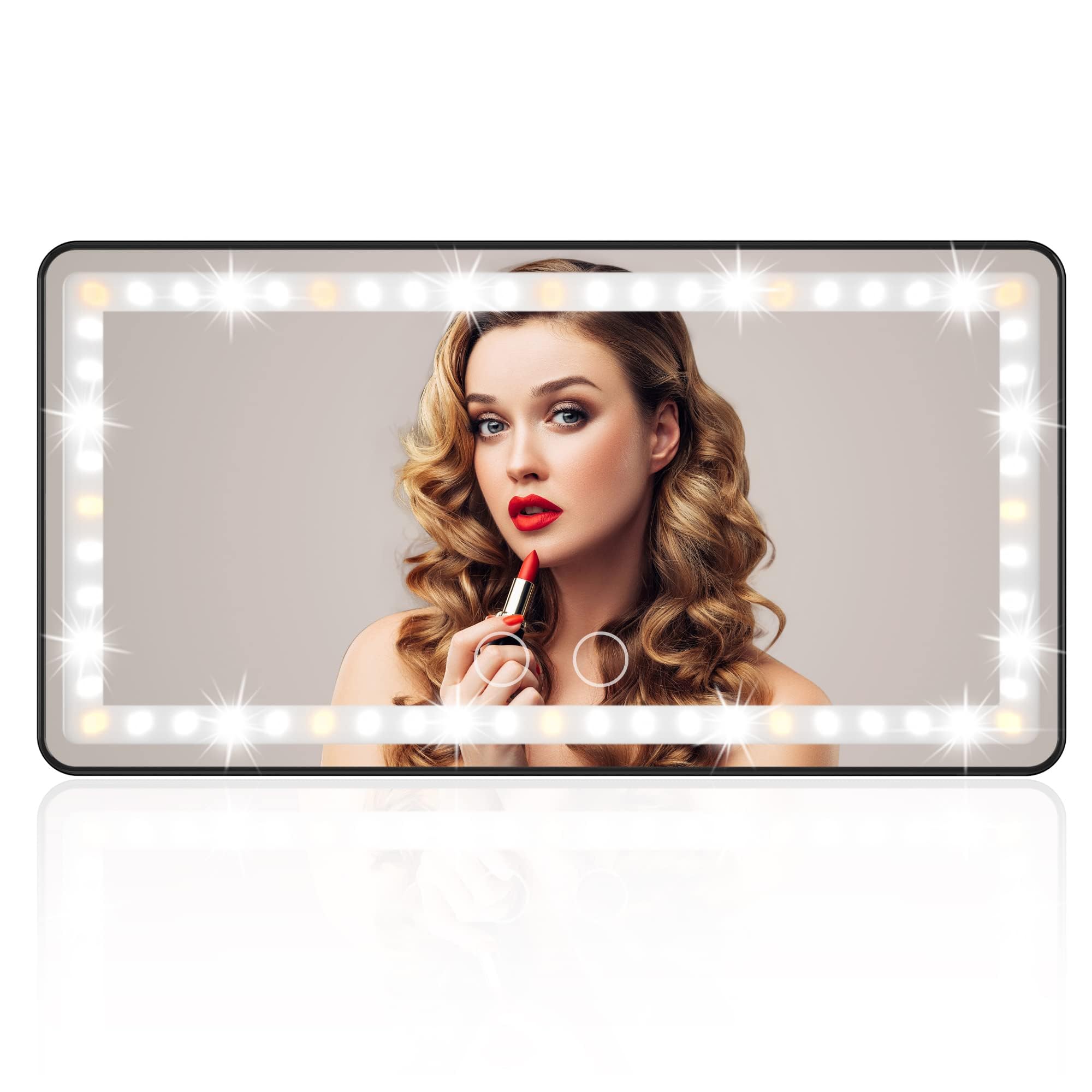 Car Visor Vanity Mirror Rechargeable With 3 Light Modes & 60 Leds For Car Truck Suv Rear View With Dimmable Touch Screen,Car Mir