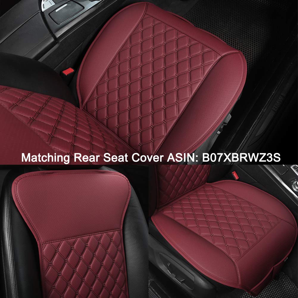 Black Panther Luxury Car Seat Cover, Faux Leather, Anti-Slip, Diamond Pattern, 1 Piece, Red Wine, Model KLXCD01