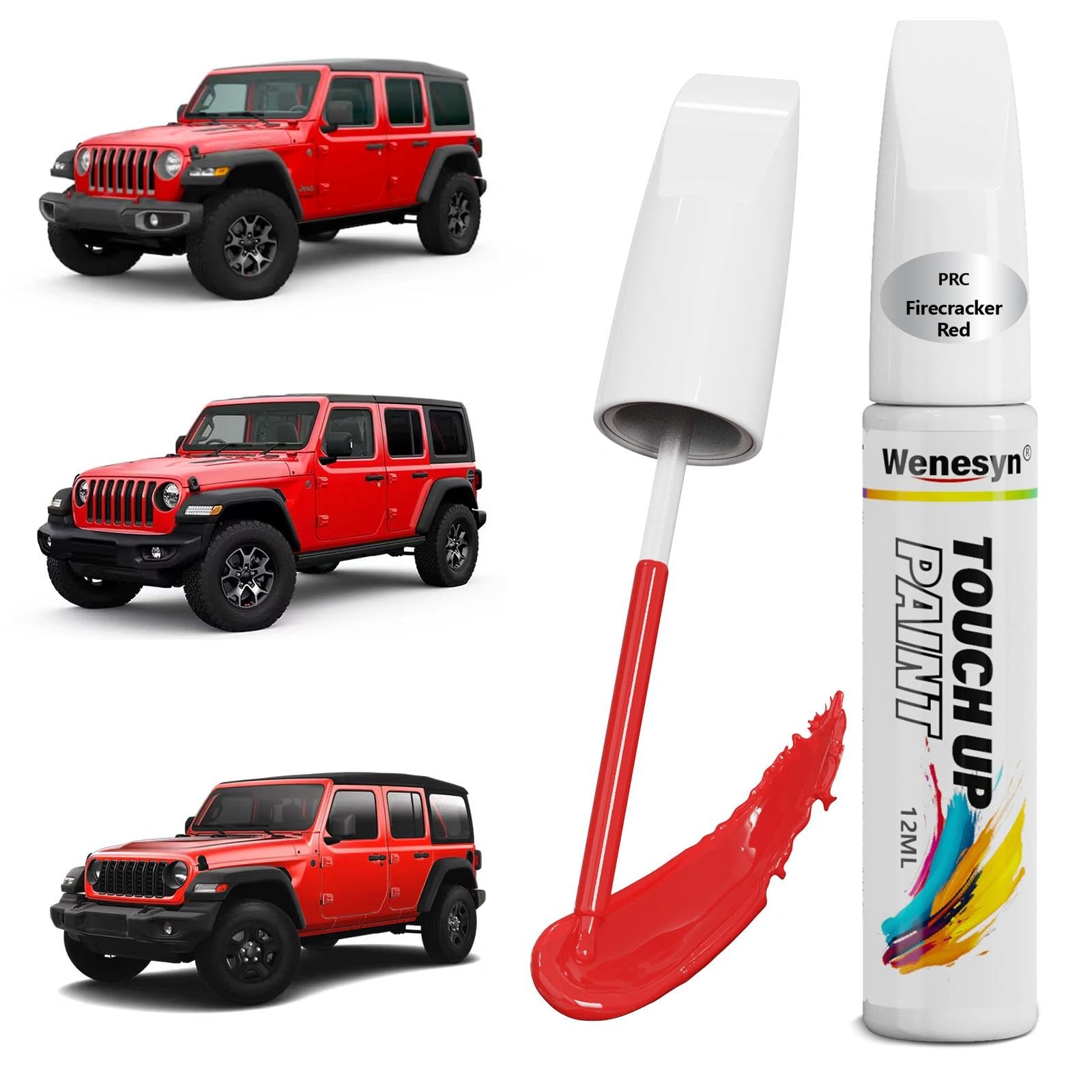 Wenesyn PRC/MRC Firecracker Red Touch Up Paint Compatible with Jeep, Car Paint Scratch Remover for Nicks & Chips Repair, Automot