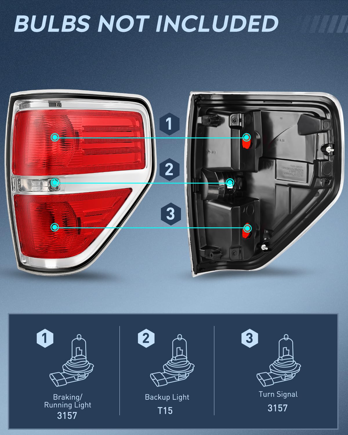 Nilight Taillight Assembly Compatible With 2009 2010 2011 2012 2013 2014 Ford F-150 F150 Pickup Truck Taillight Rear Lamp Replac