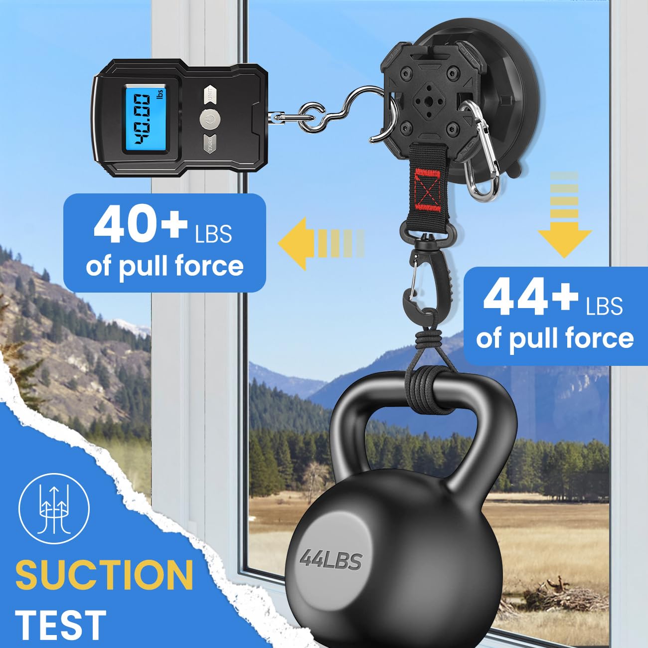 HLOGREE 4PCS Heavy Duty Rotating Vacuum Suction Cups - Strong Anchor Hooks for RV Awning, Camping, Outdoor Use, Black