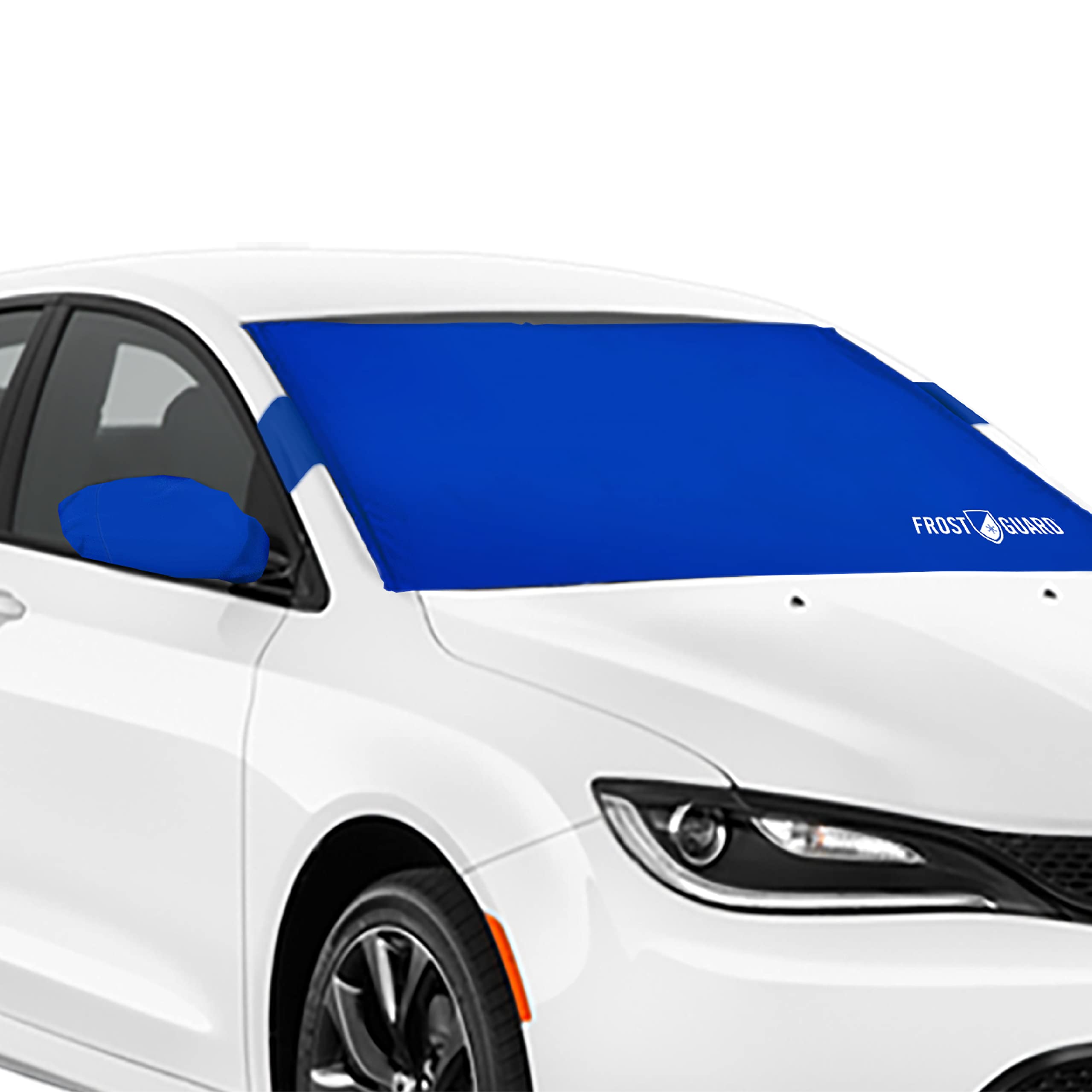Frostguard Plus | Winter Windshield Cover For Ice And Snow, Standard Size (Indigo) - Built-In Security Panels, Wiper Blade Cover