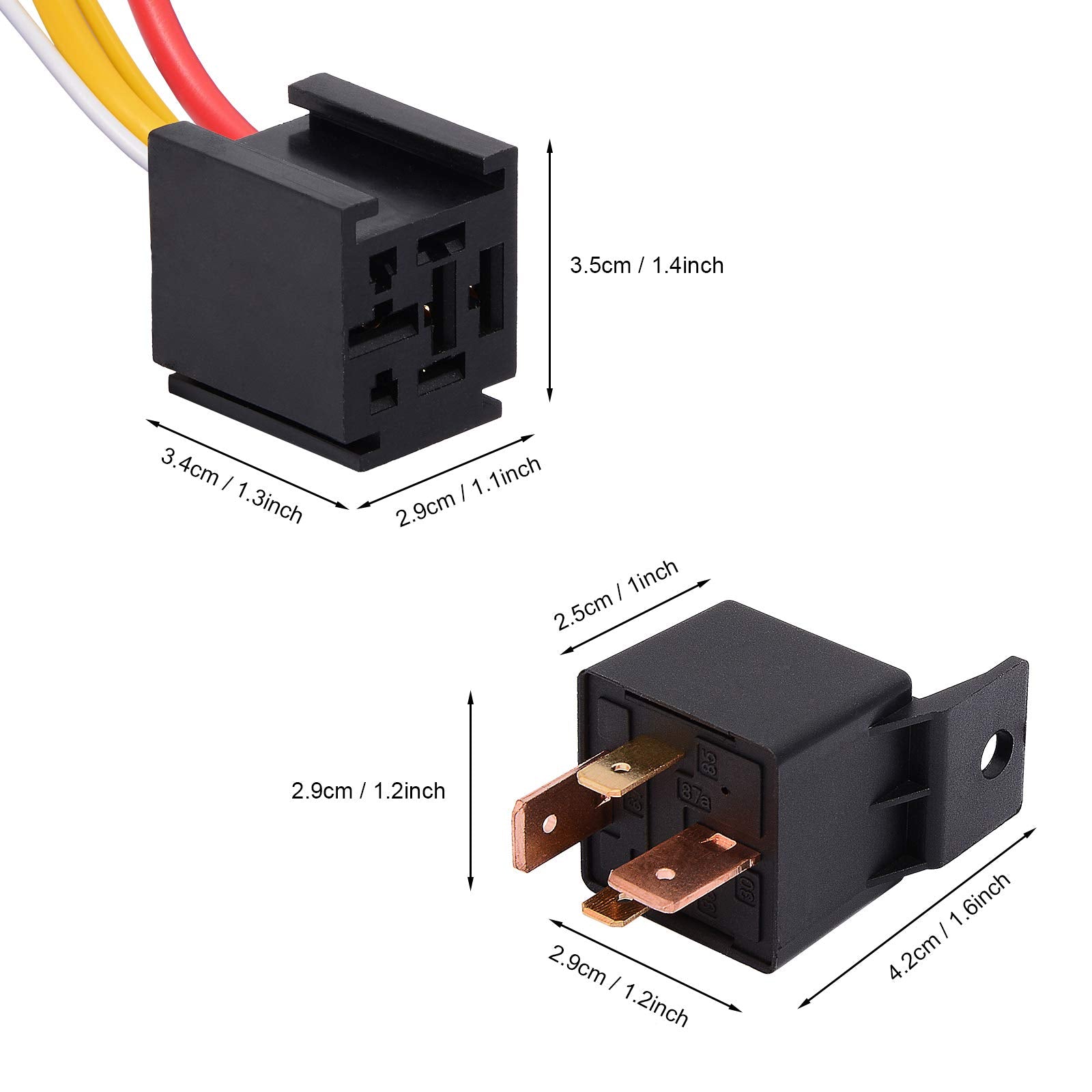 EHDIS 4-Pin 80A 12V SPST Relay with Harness, Automotive Relay Socket, 1 Pack, 4 Wire Connector