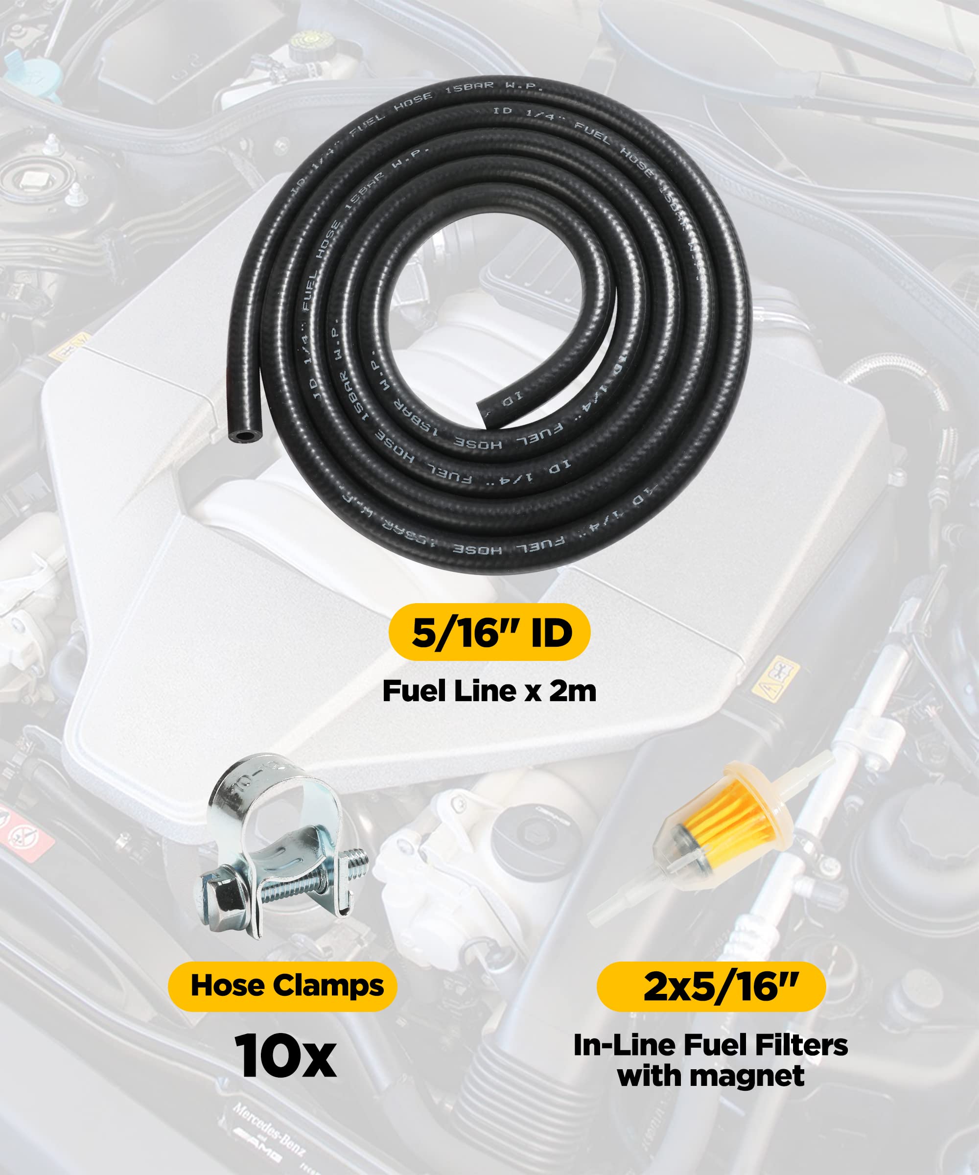 Aociska 6 Feet Fuel Line Hose For Small Engines,1/4'' 5/16'' Inch Id Fuel Line Kits With Gas Inline Fuel Filtersfor Mower, Tract