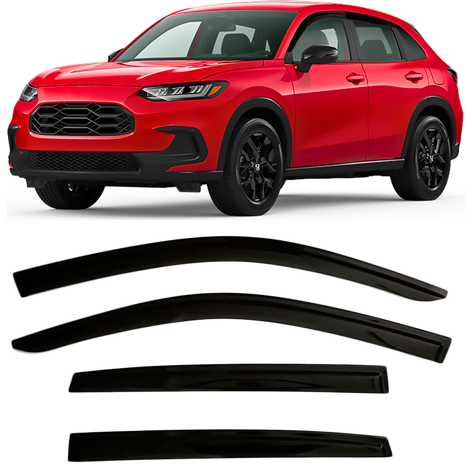 2023-2025 Tape-On Rain Guards For Honda Hr-V Side Window Visor Deflectors Lx Ex-L Sport Smoke Tinted Hrv Vent Shade Protectors 2