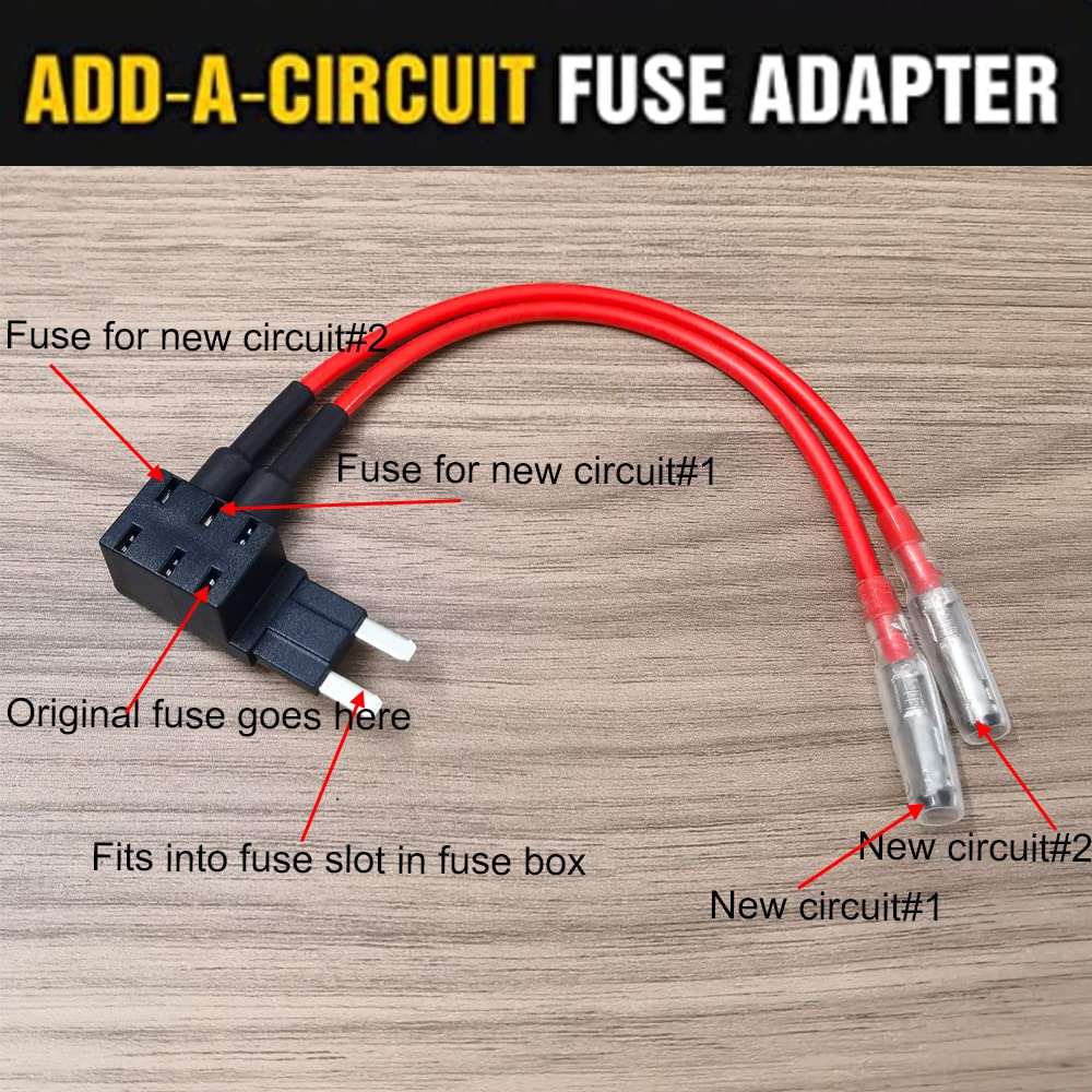 Gebildet 2Pcs 12V 24V Small Dual-Port Add-A-Circuit Fuse Tap, Atm Small Piggy Back Blade Fuse Holder With Dual Wire Harness, 4Pc