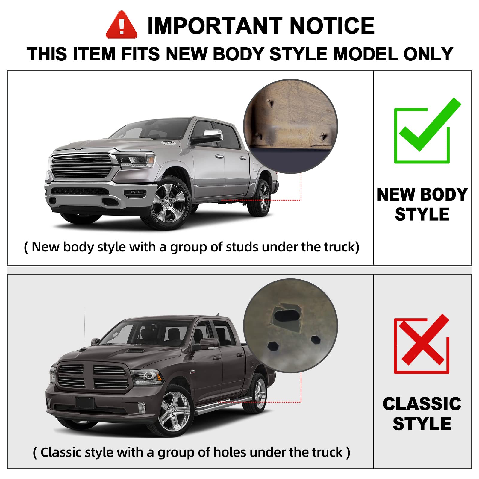 Smanow Running Boards Compatible With 2019-2025 Dodge Ram 1500 Crew Cab (Excl. Ram 2500 3500), Dual-Stage Textured Black Powder, 3 Inches Running Boards Compatible With Ram 1500 Crew Cab.