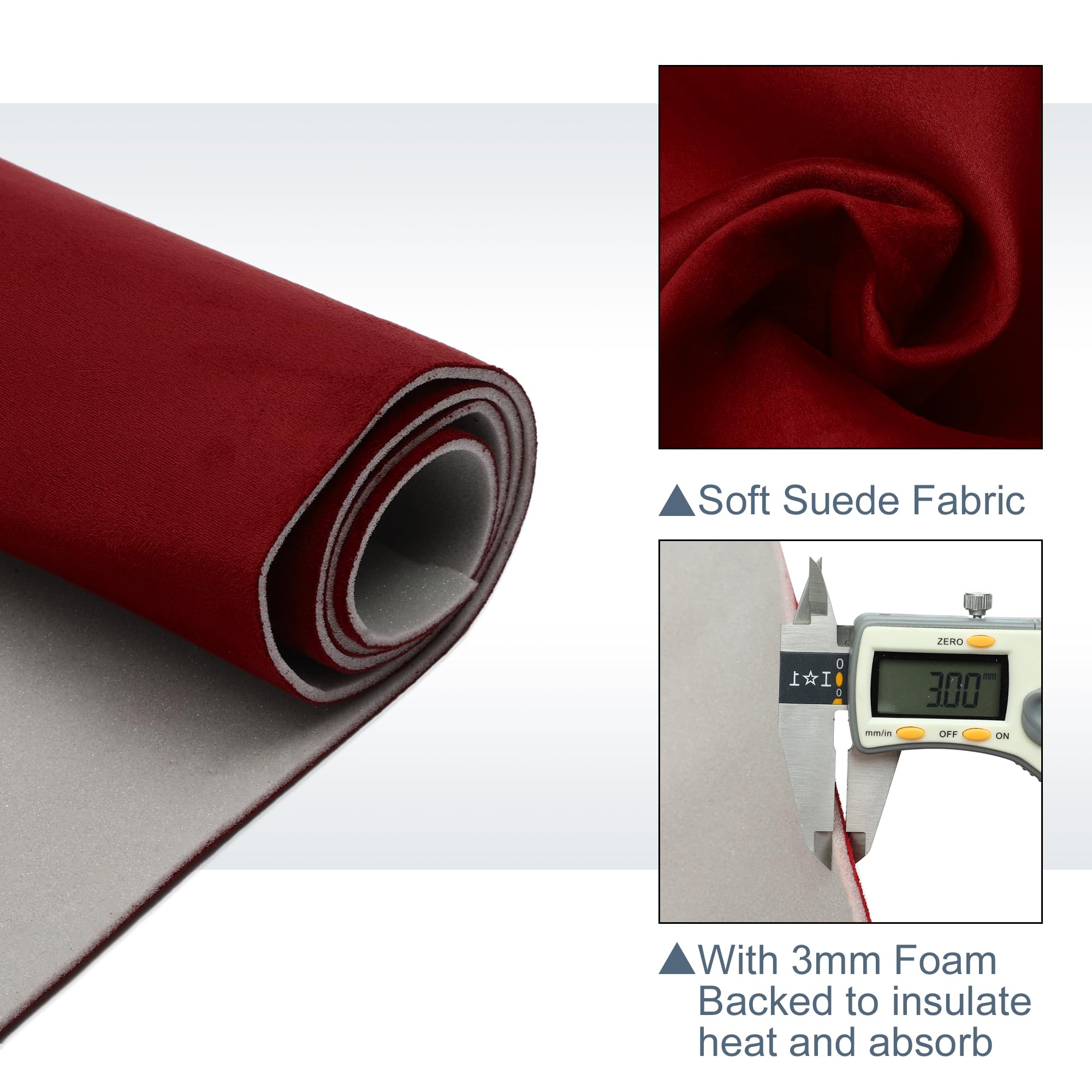 X AUTOHAUX Suede Headliner Fabric 36'' Length x 60'' Width Foam Backed for Car Truck RV SUV Interior Trim Protect Aging Broken F