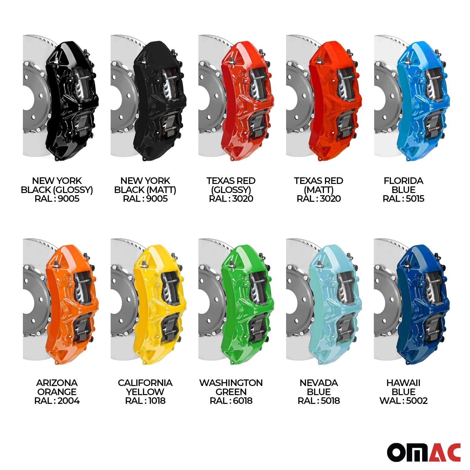 Omac Brake Caliper Epoxy Based Car Paint Kit New York Black Glossy High-Temp
