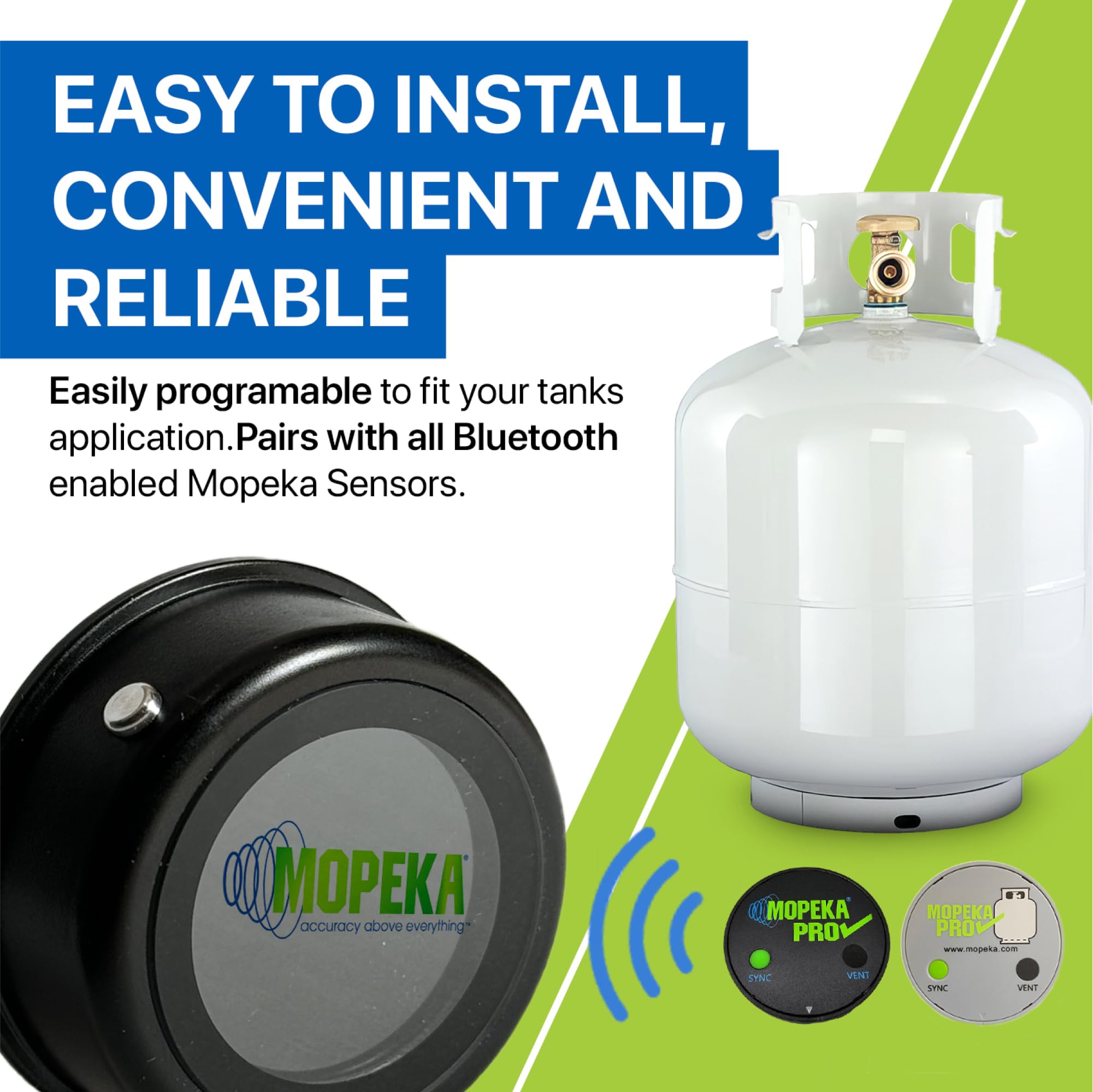 Mopeka LCD Display Gauge - Wireless Remote Indicator for RVs, BBQs & Propane Tanks - Magnetic Mount, Durable Plastic