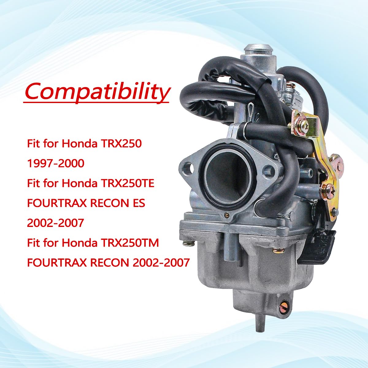 Jdllong Carburetor For Honda Trx 250 Recon 250 Trx250Te Trx250Tm 1997-2001 2002-2007 With Fuel Tank Petcock Valve & Air Filter